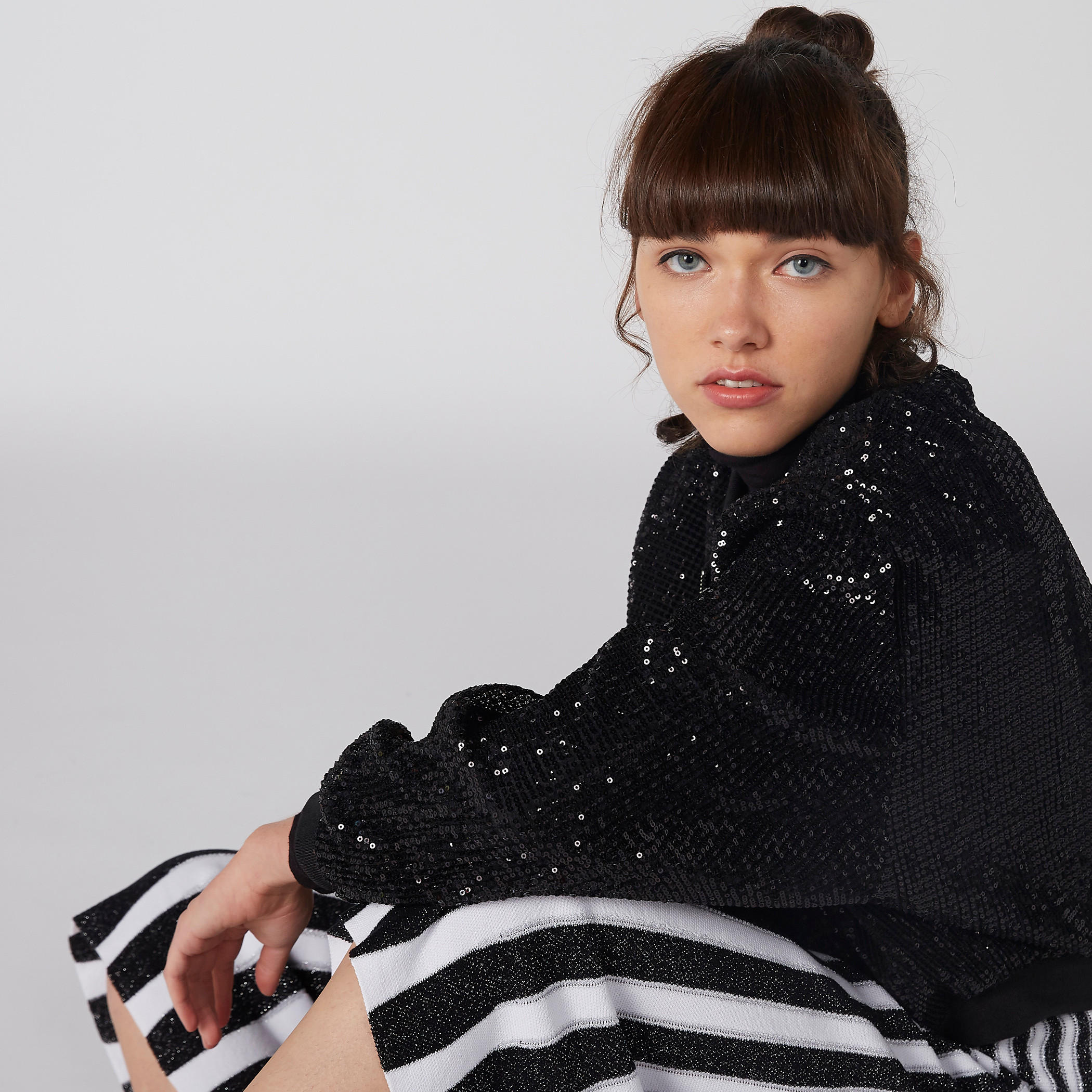 Sequin Detail Jacket with Long Sleeves and Zip Closure-women-winterwear-coatsandjackets-jackets-image-7