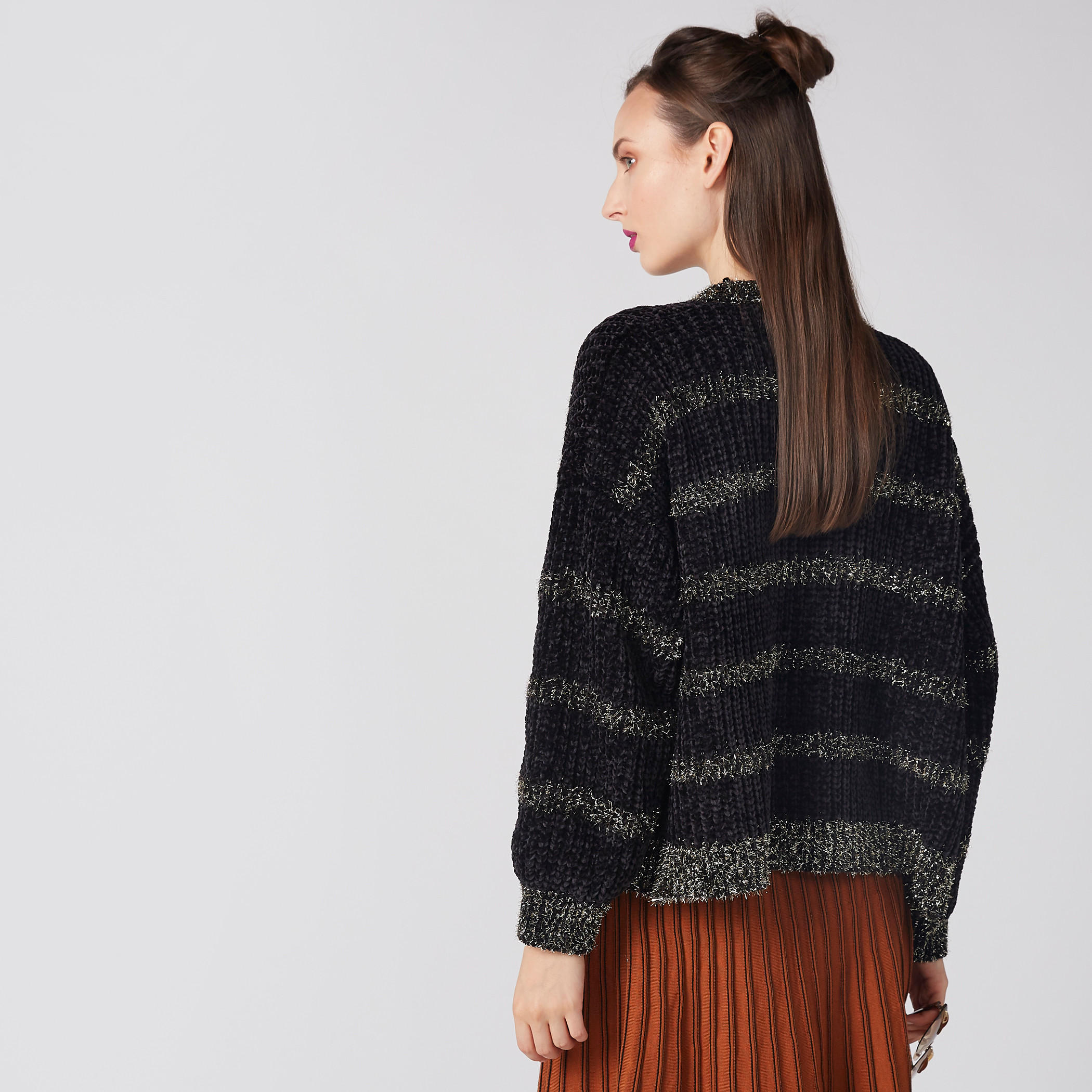 Textured Open Front Cardigan with Long Sleeves-women-winterwear-cardigansandjumpers-cardigans-image-3