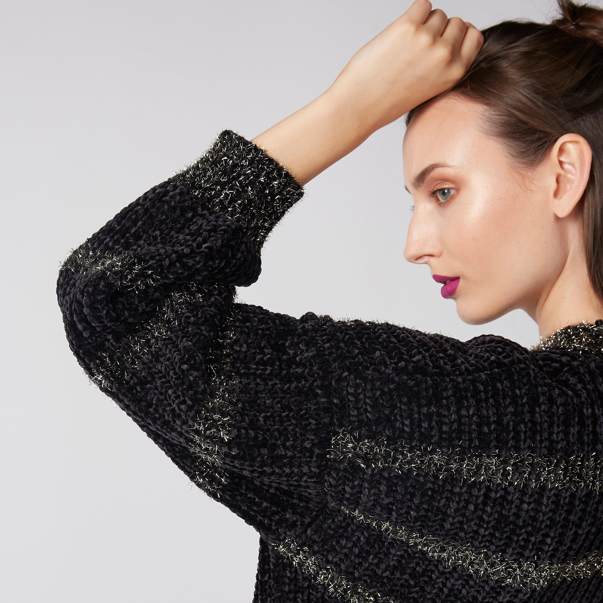 Textured Open Front Cardigan with Long Sleeves-women-winterwear-cardigansandjumpers-cardigans-image-4