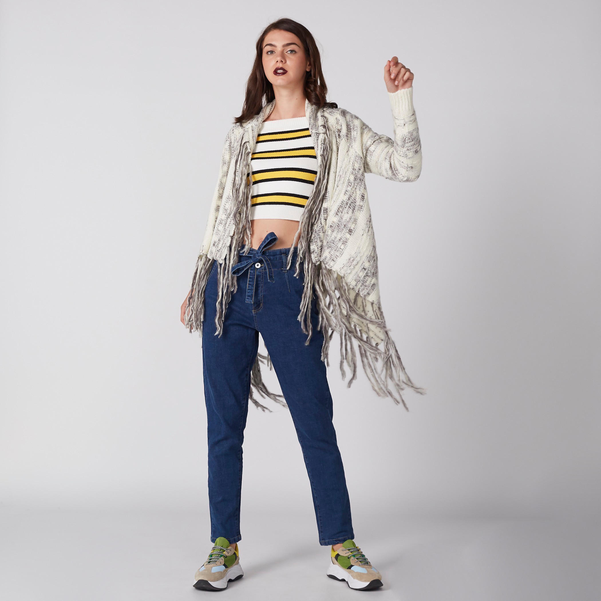 سترة مفتوحة من المقدّمة بأكمام طويلة وشراشيب-women-winterwear-cardigansandjumpers-cardigans-image-1