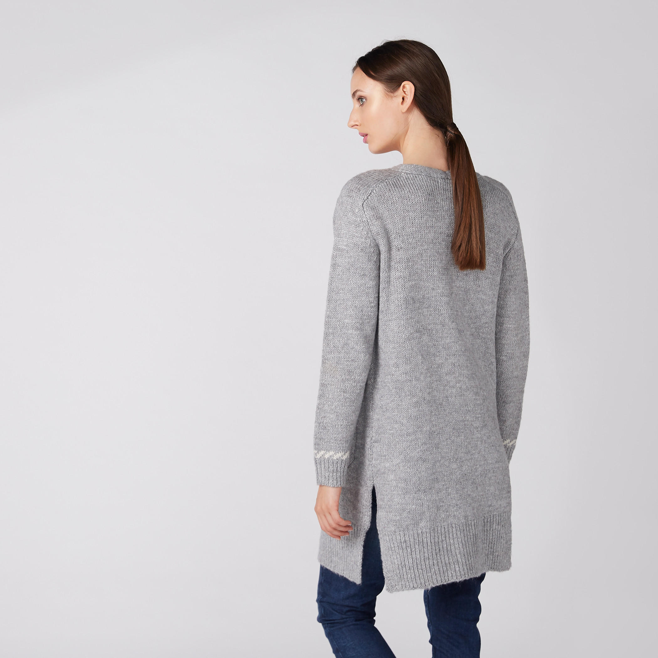 سترة كارديجان مفتوحة من الأمام بارزة الملمس بأكمام طويلة وجيوب قطيفة-women-winterwear-cardigansandjumpers-cardigans-image-3