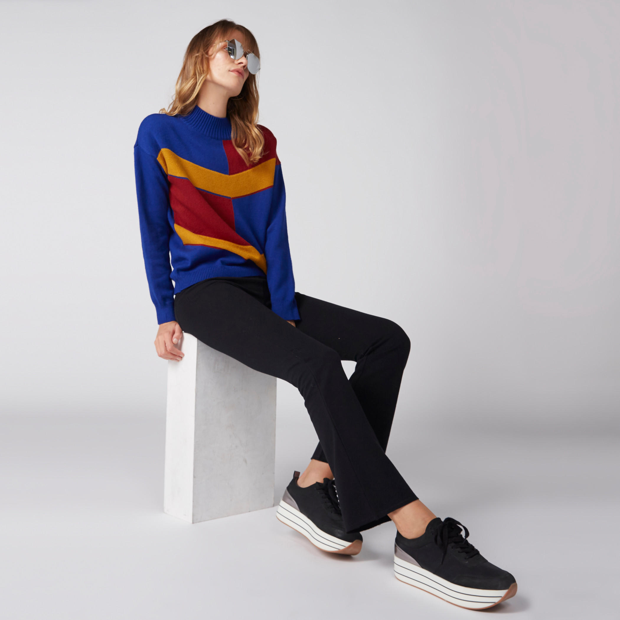 Textured Sweater with High Neck and Long Sleeves-women-clothing-cardigansandjumpers-jumpers-image-4