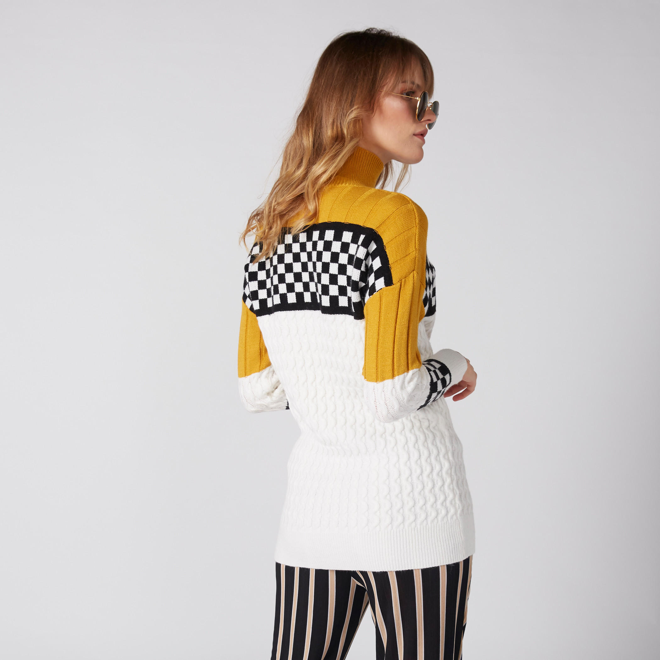 Textured Sweater with High Neck and Long Sleeves-women-clothing-cardigansandjumpers-jumpers-image-3