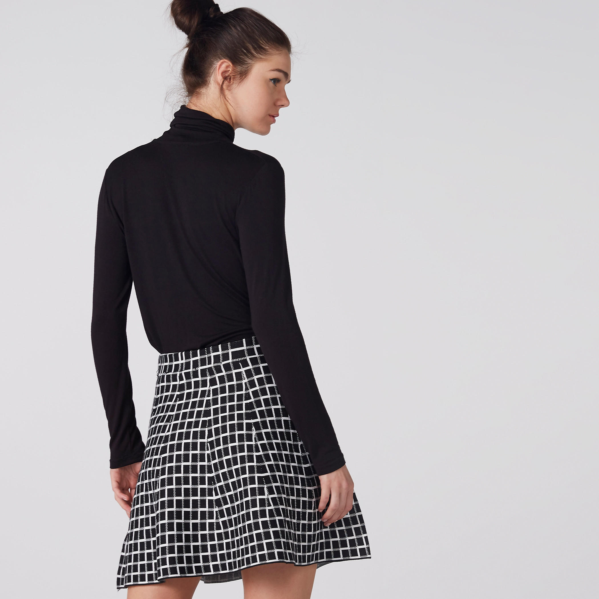 Chequered Mini Skater Skirt-women-clothing-bottoms-skirts-image-2