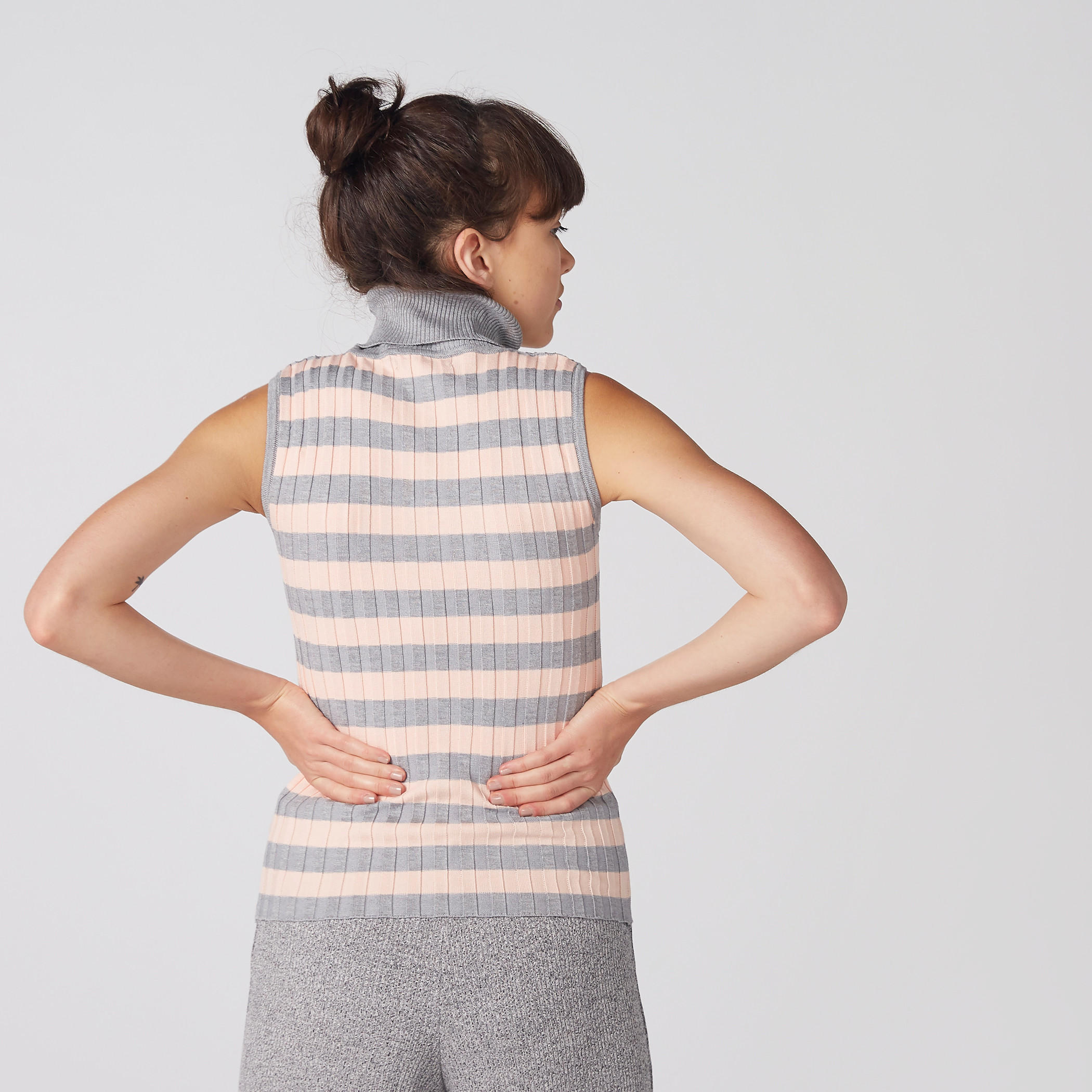 Striped Sleeveless Top with Turtleneck and Ribbed Texture-women-clothing-tshirts-image-5