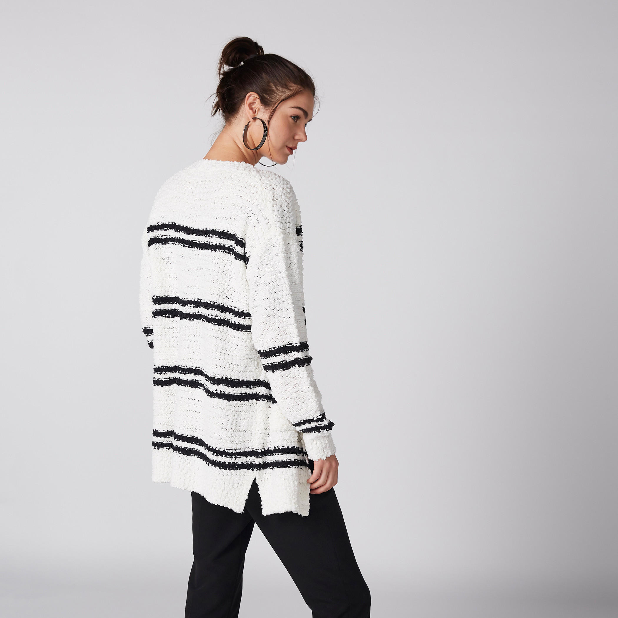 Textured Open Front Cardigan with Long Sleeves and Pocket Detail-women-winterwear-cardigansandjumpers-cardigans-image-4