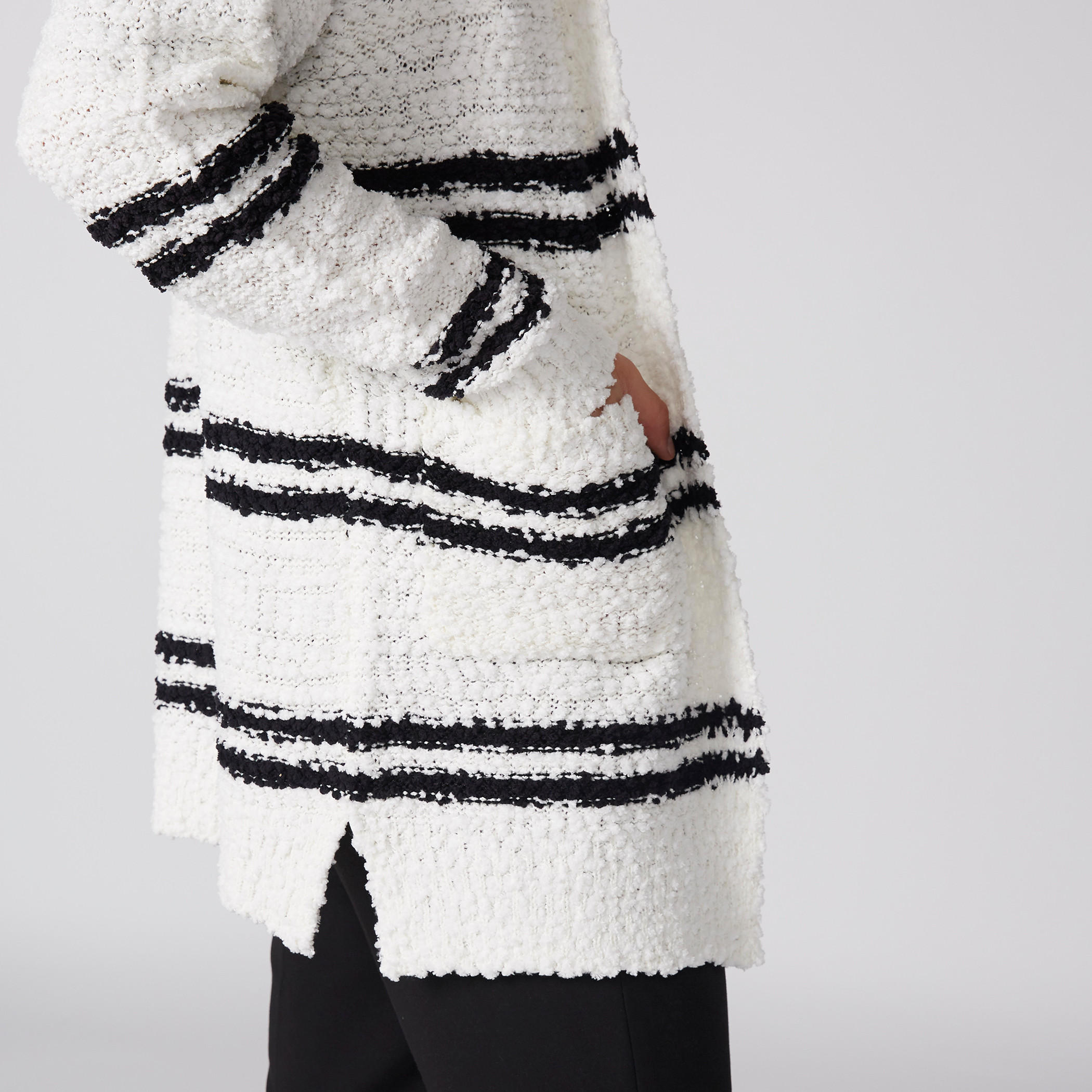 Textured Open Front Cardigan with Long Sleeves and Pocket Detail-women-winterwear-cardigansandjumpers-cardigans-image-5