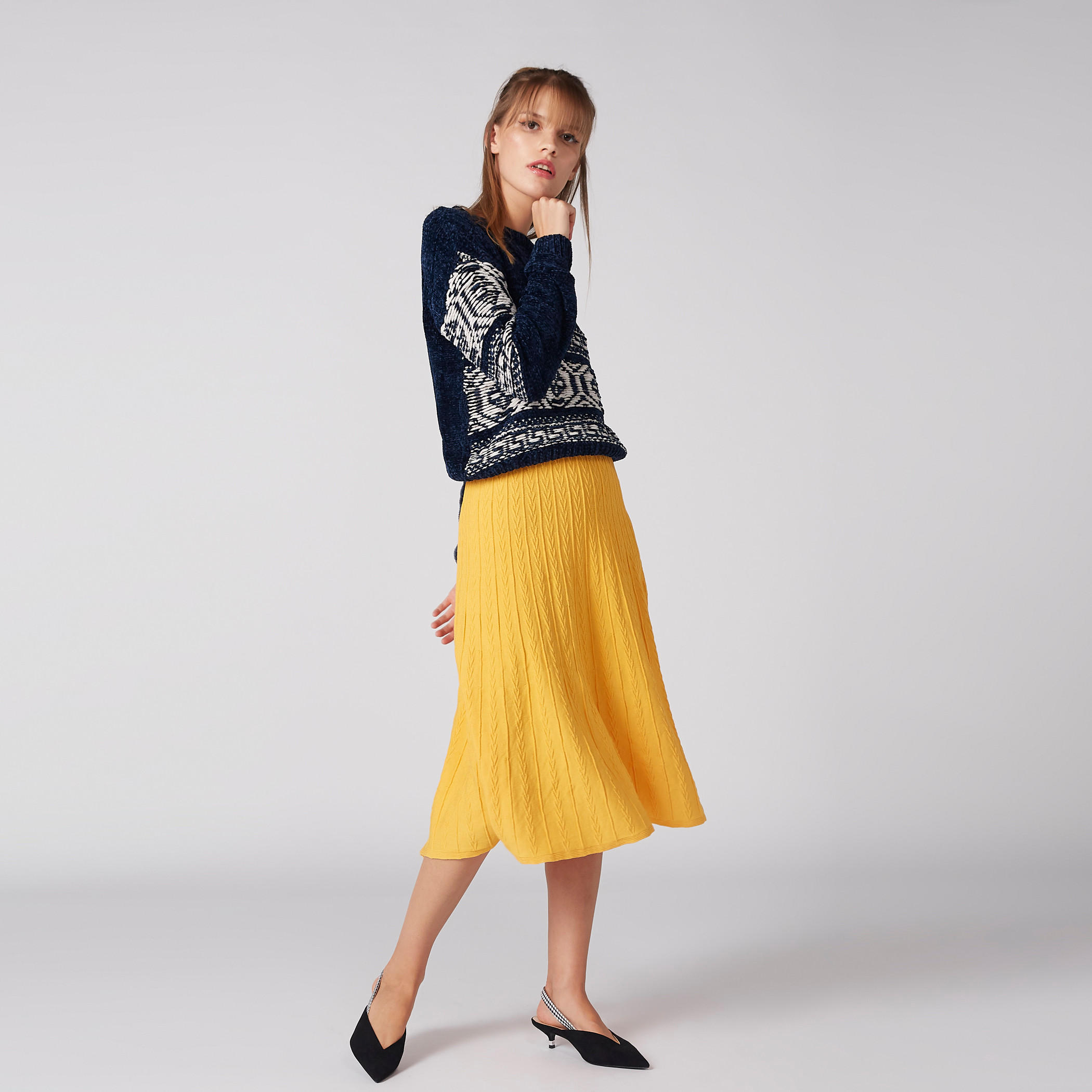تنورة متوسطة الطول بخصر مطّاطي-women-clothing-bottoms-skirts-image-2