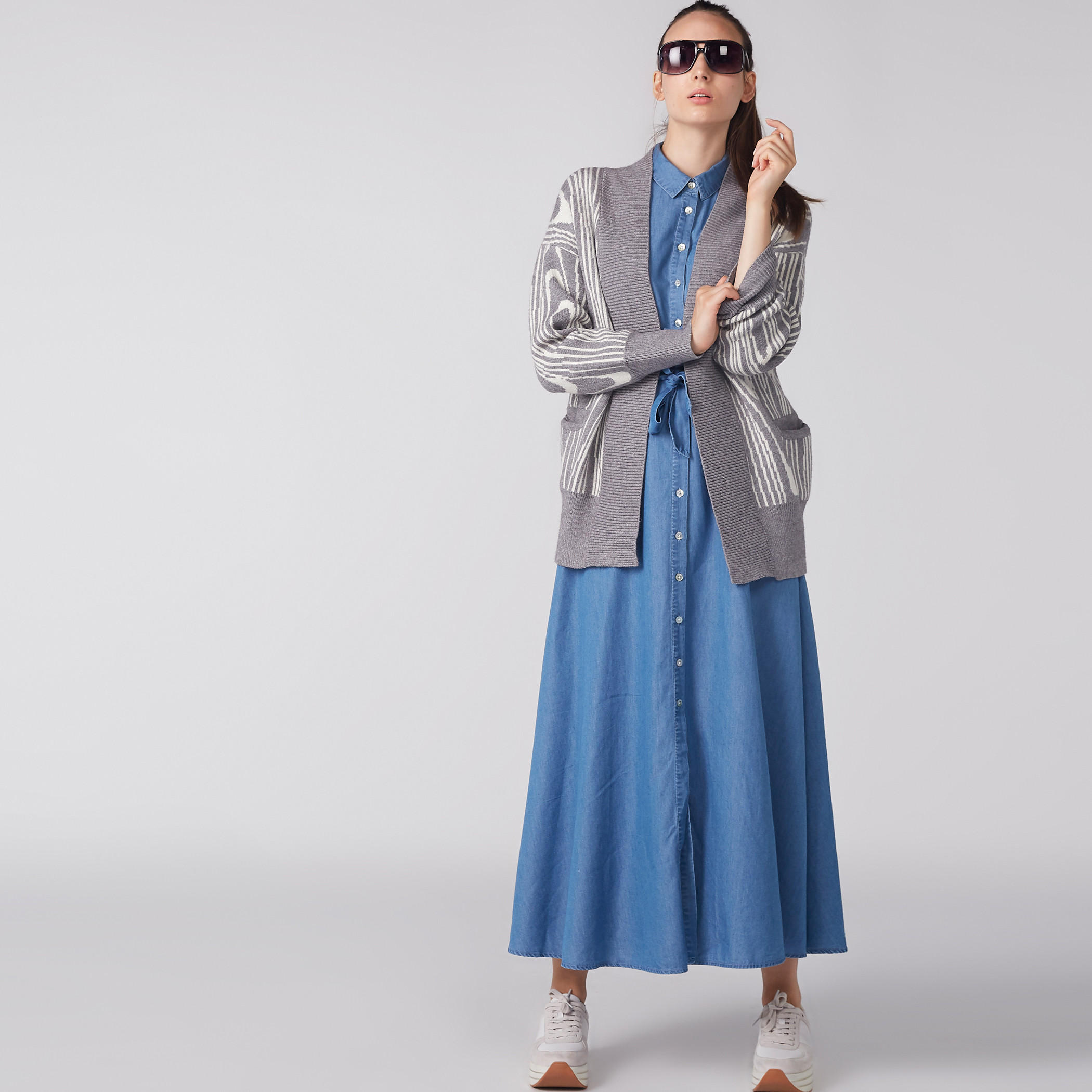كارديجن بارز الملمس بأكمام طويلة وجيوب-women-winterwear-cardigansandjumpers-cardigans-image-1