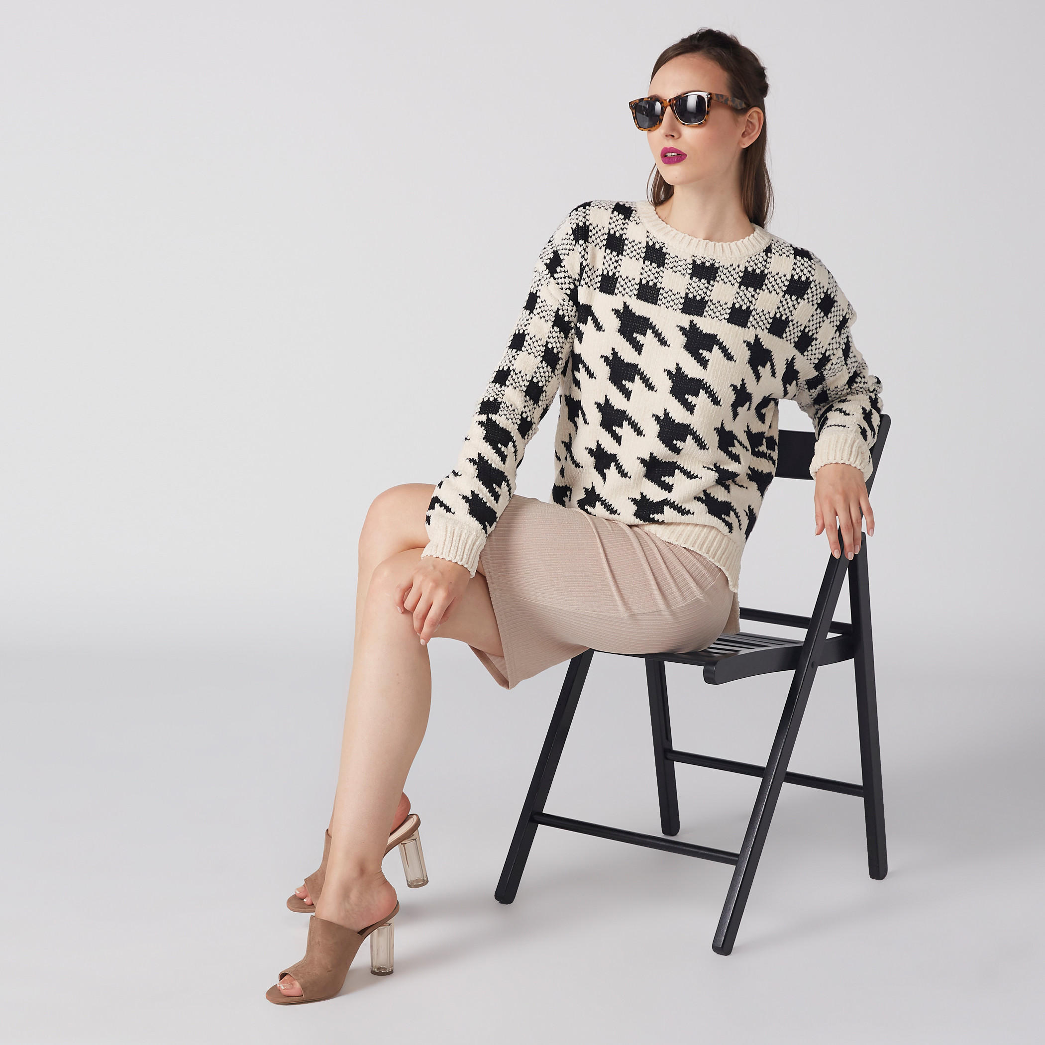كنزة بارزة الملمس بأكمام طويلة وياقة مستديرة-women-clothing-cardigansandjumpers-jumpers-image-2