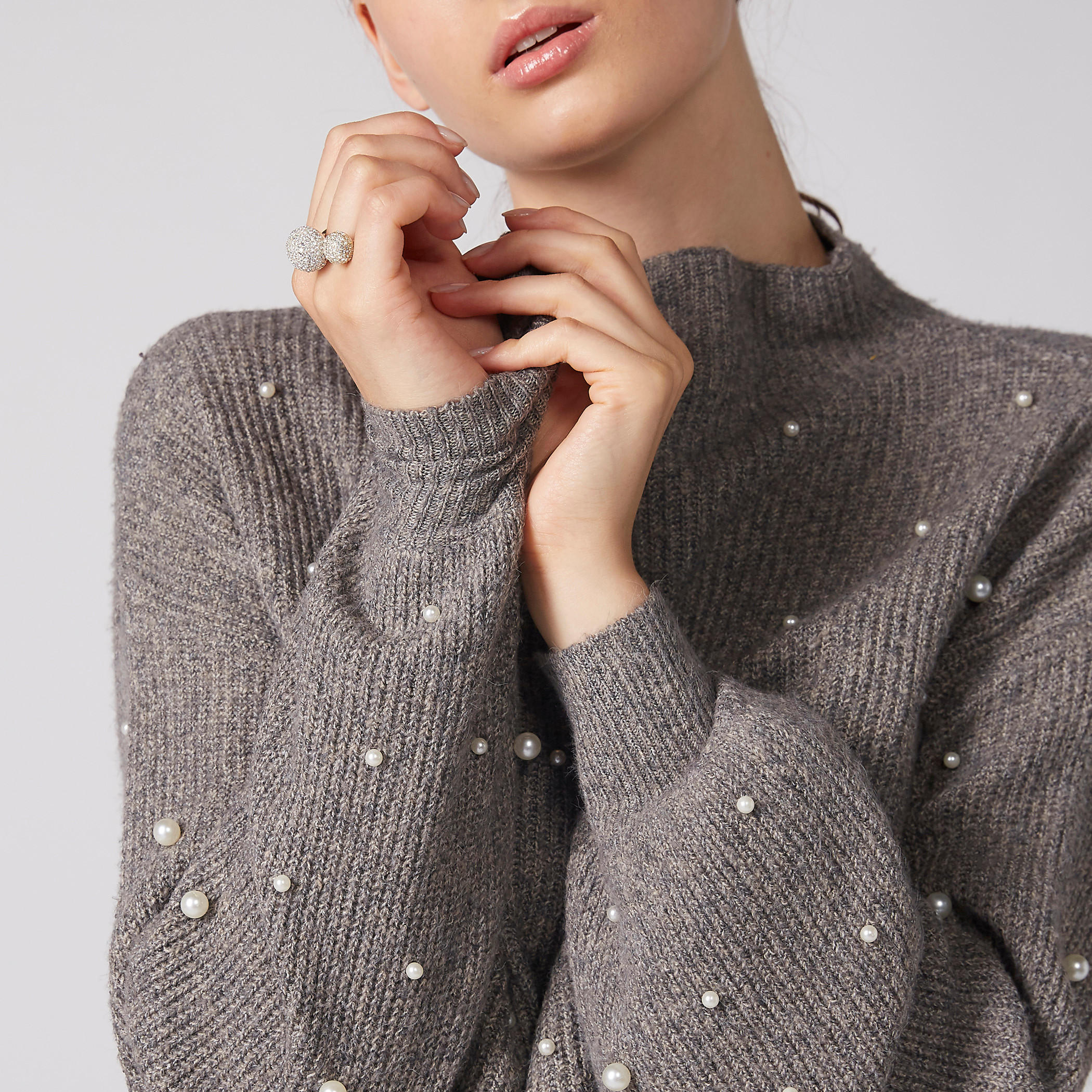 Textured Sweater with High Neck and Pearl Detail-women-clothing-cardigansandjumpers-jumpers-image-2
