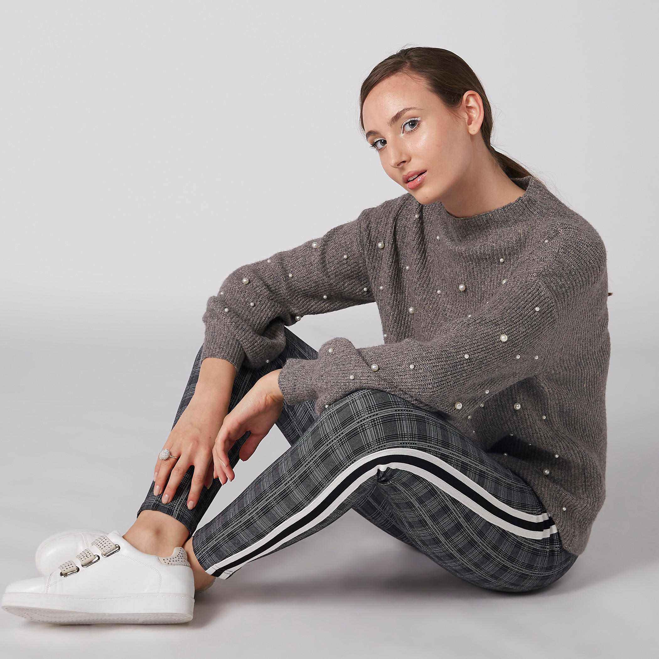 Textured Sweater with High Neck and Pearl Detail-women-clothing-cardigansandjumpers-jumpers-image-5