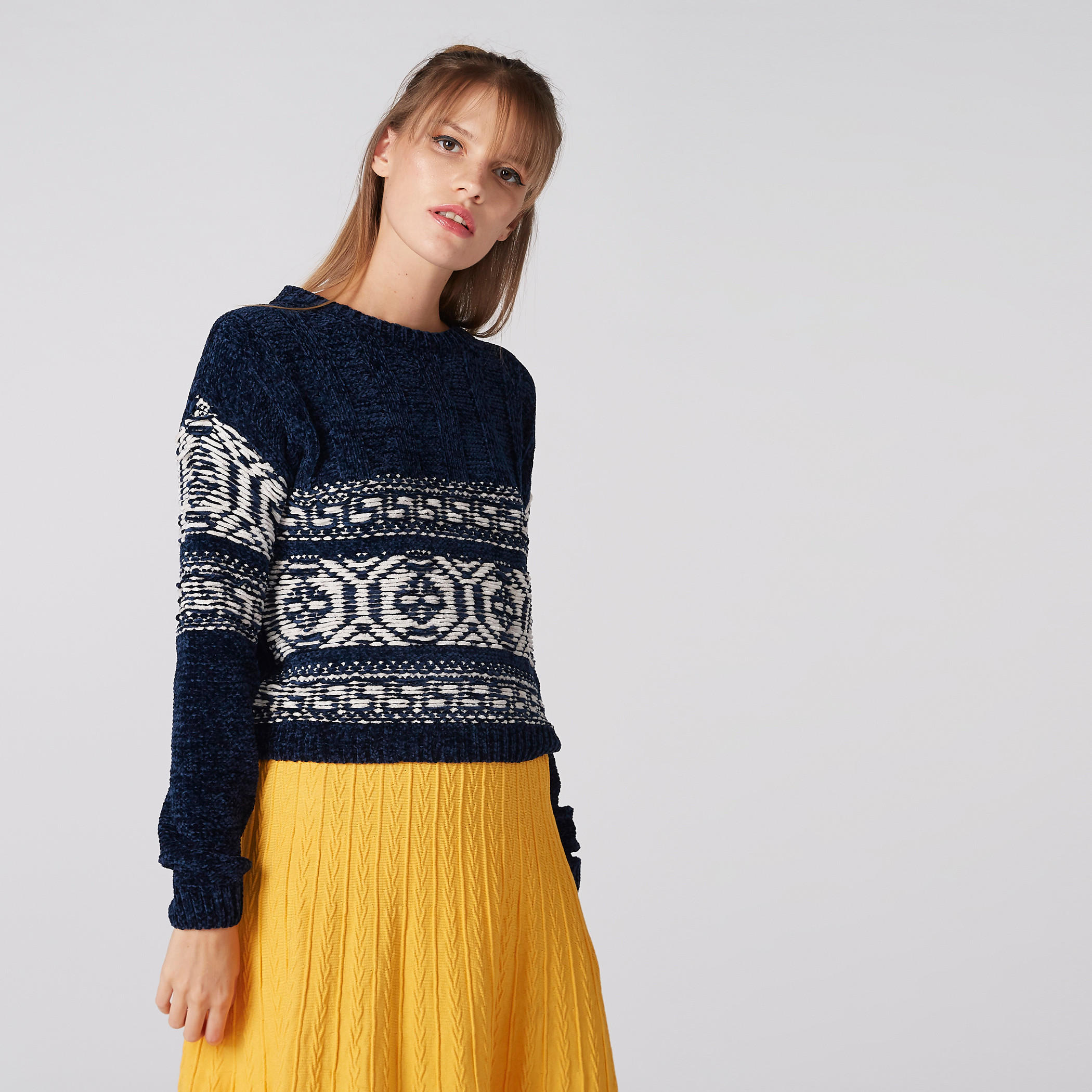 كنزة بارزة الملمس بأكمام طويلة وياقة مستديرة-women-clothing-cardigansandjumpers-jumpers-image-1