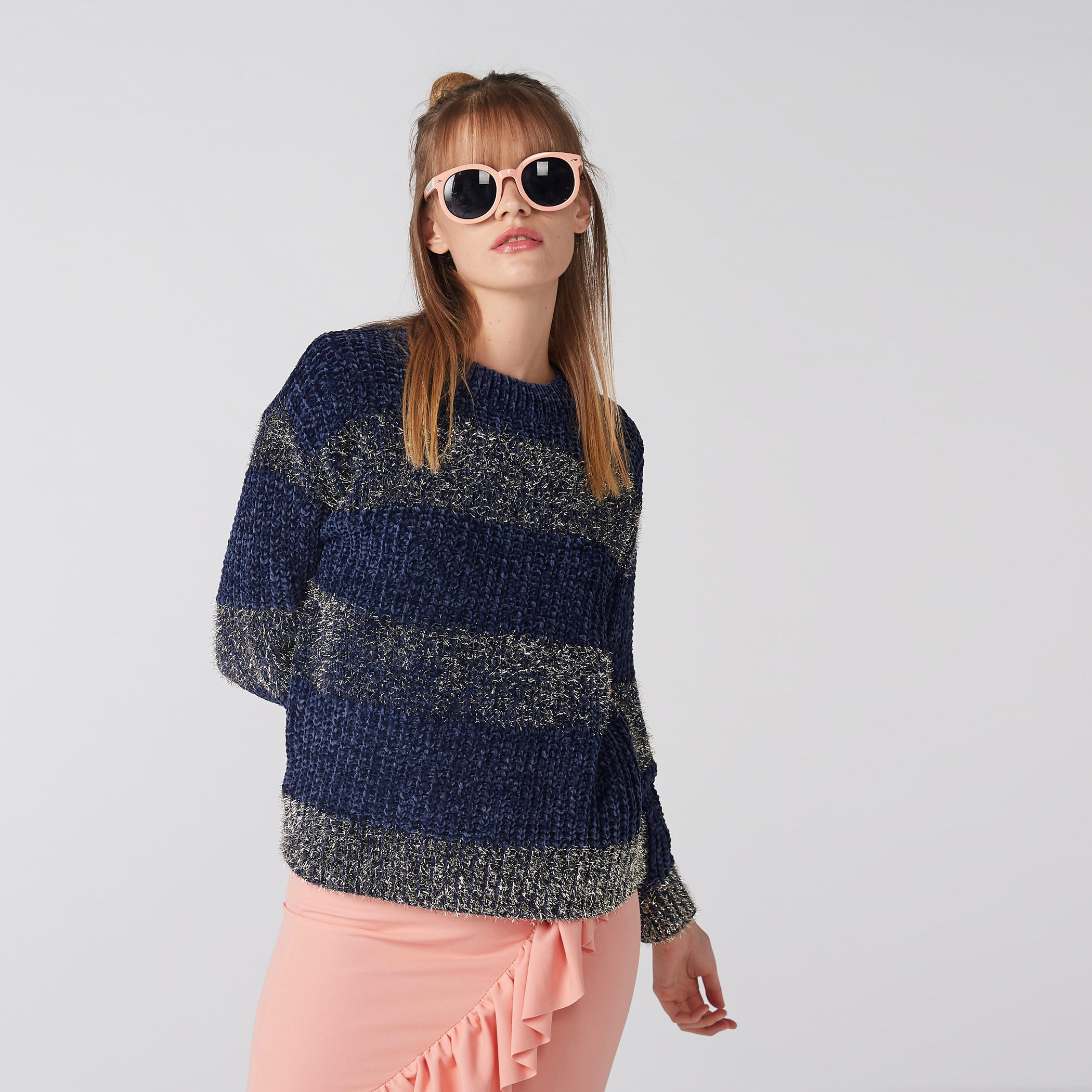 كنزة بارزة الملمس بأكمام طويلة وياقة مستديرة-women-clothing-cardigansandjumpers-jumpers-image-1