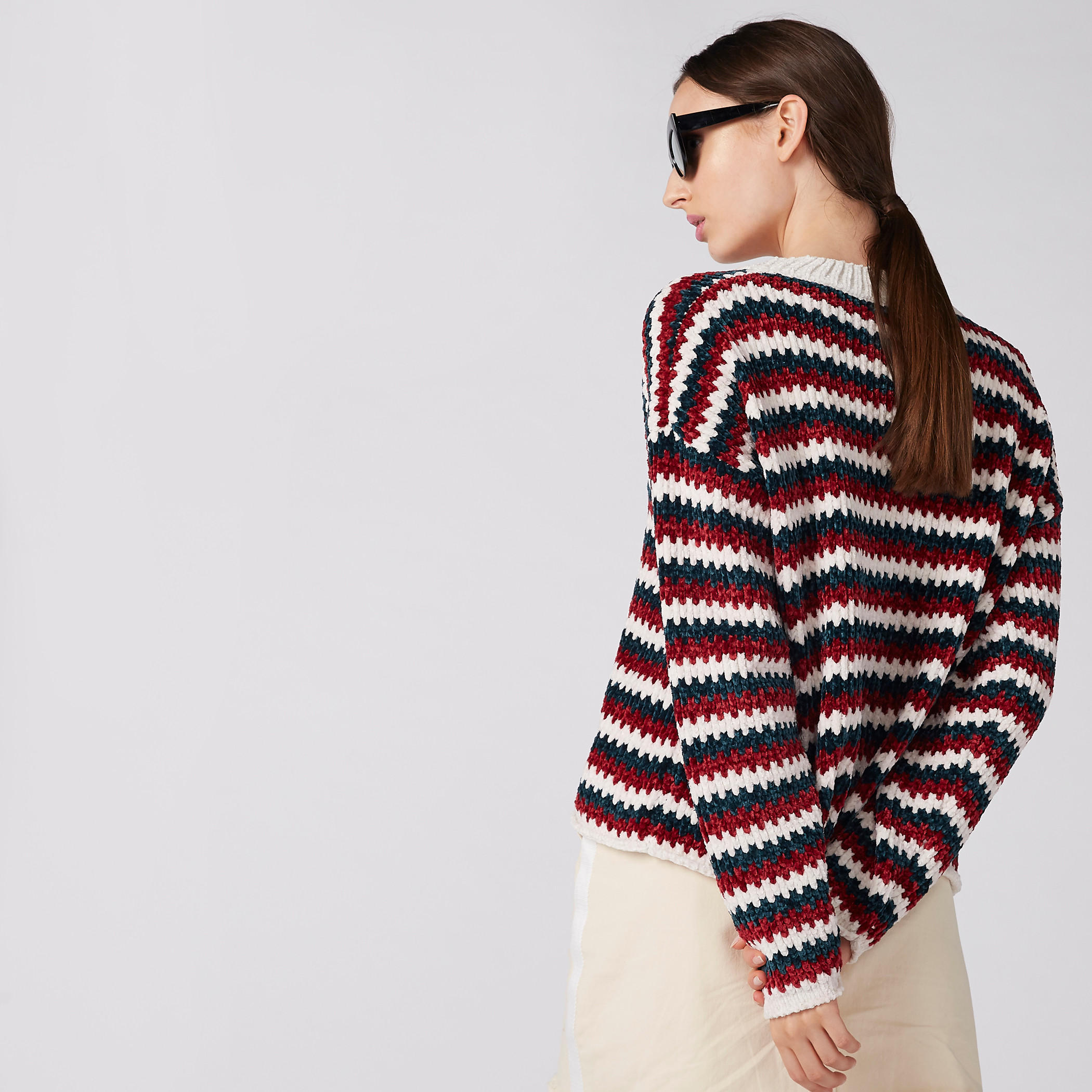 كنزة بارزة الملمس بياقة مستديرة وأكمام منسدلة-women-clothing-cardigansandjumpers-jumpers-image-2