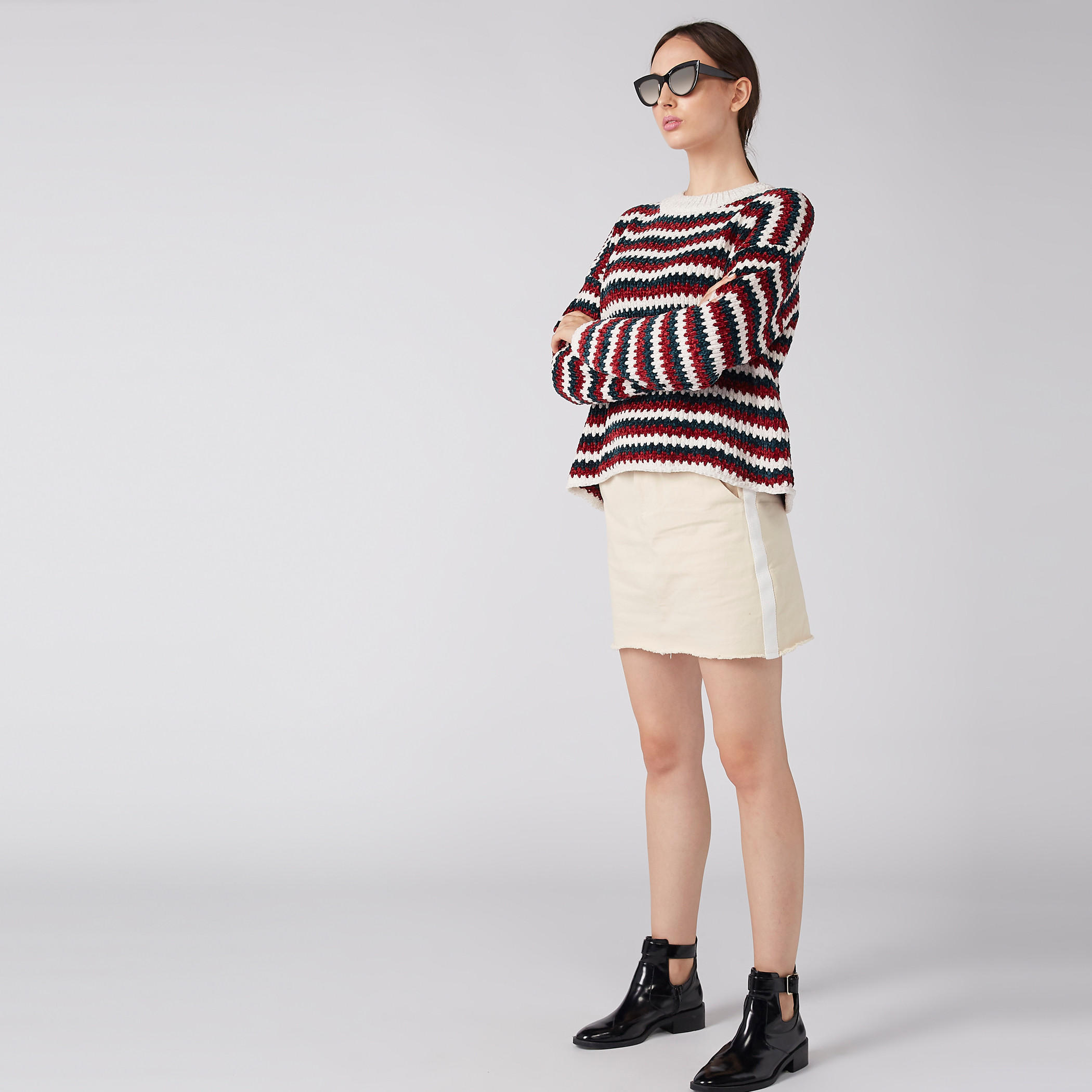 كنزة بارزة الملمس بياقة مستديرة وأكمام منسدلة-women-clothing-cardigansandjumpers-jumpers-image-3
