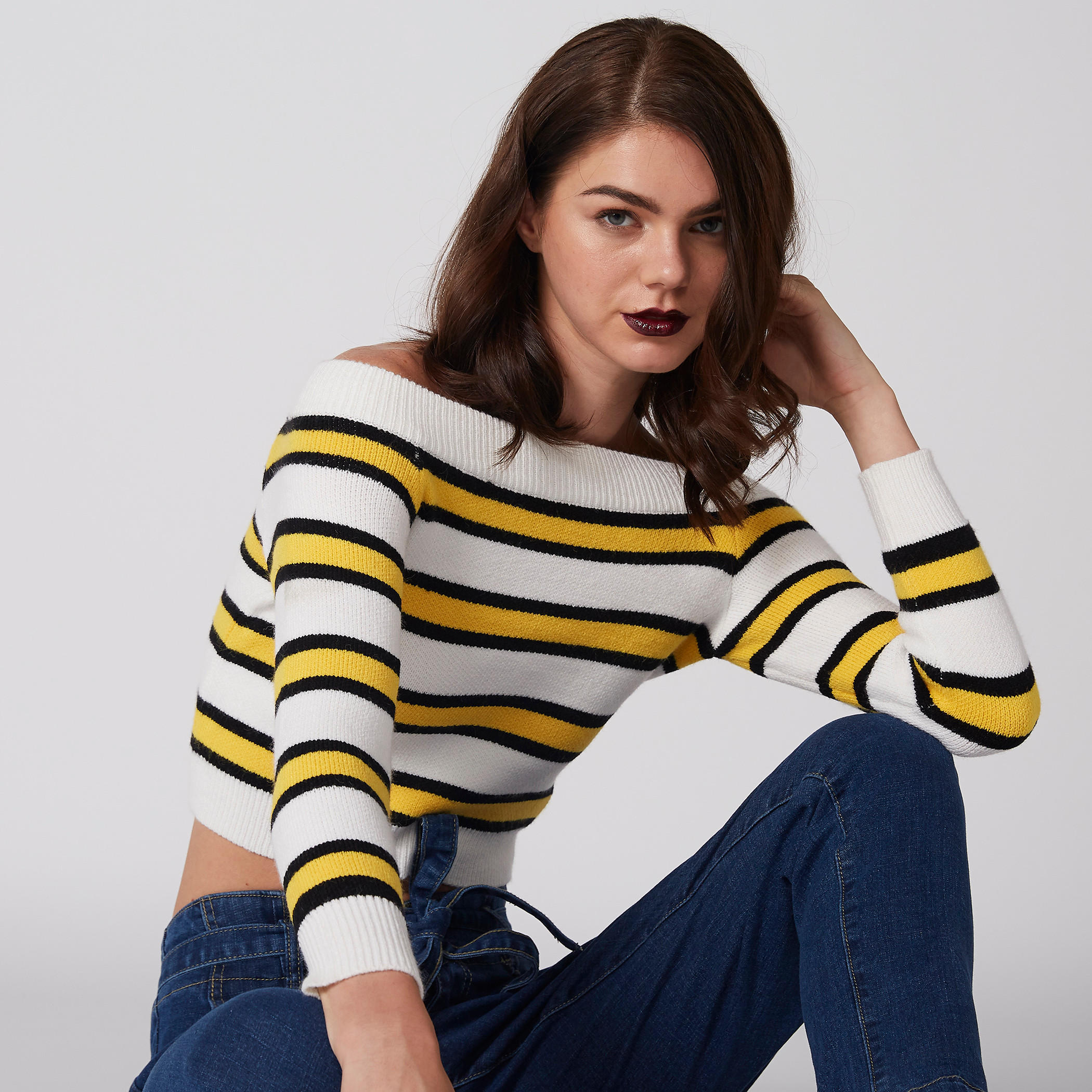 بلوزة قصيرة مقلّنة مكشوفة الأكتاف بأكمام طويلة-women-clothing-shirtsandblouses-blouses-image-4