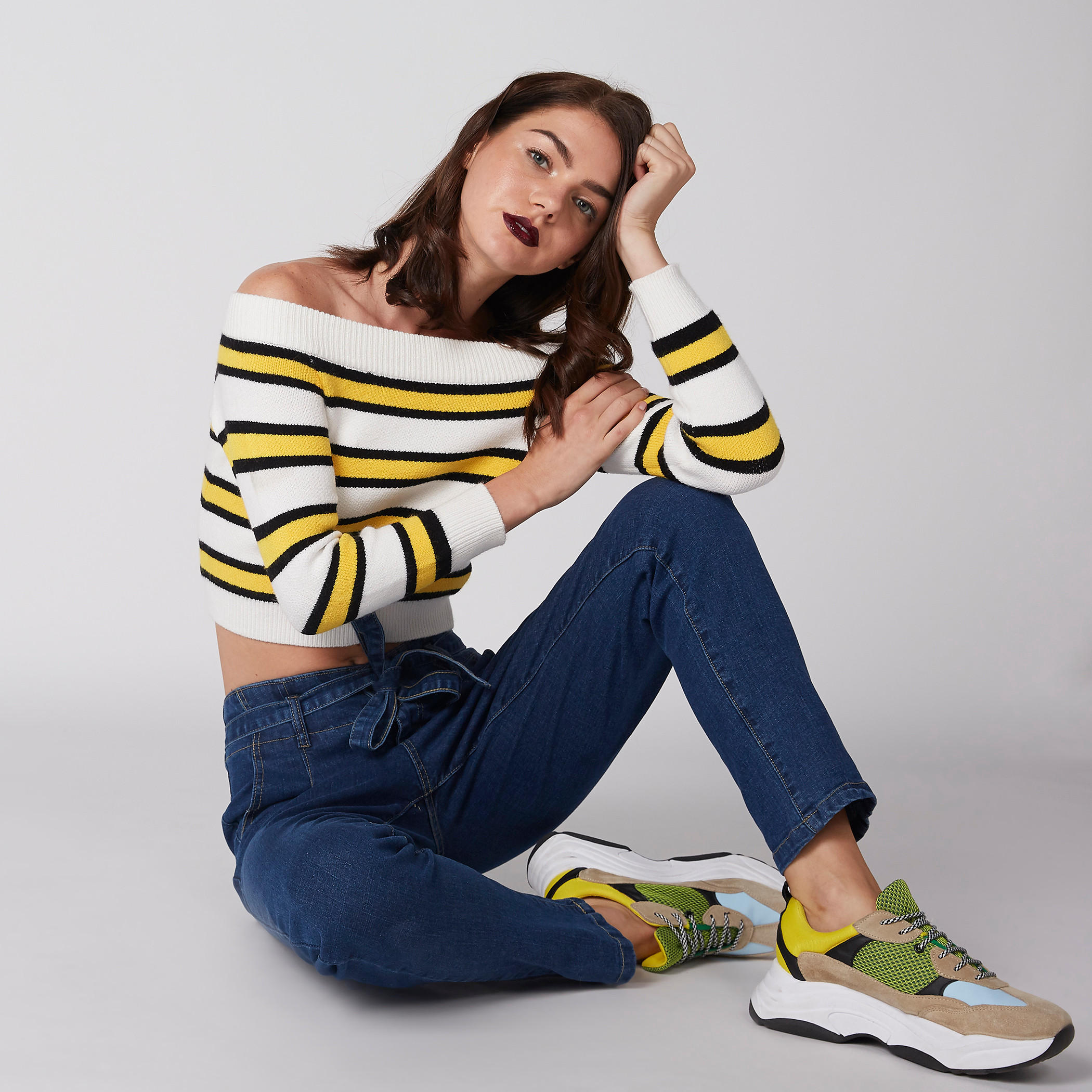 بلوزة قصيرة مقلّنة مكشوفة الأكتاف بأكمام طويلة-women-clothing-shirtsandblouses-blouses-image-5
