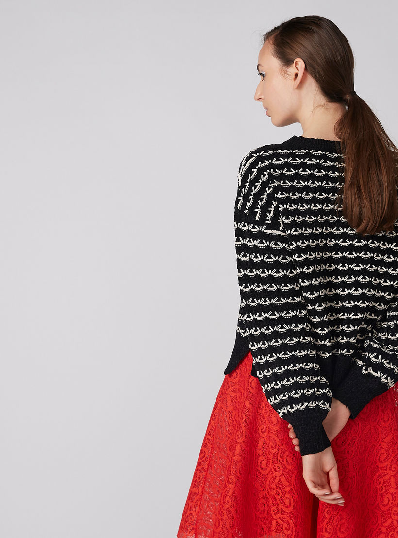 كنزة جاكارد بارزة الملمس بياقة مستديرة وأكمام طويلة-women-clothing-cardigansandjumpers-jumpers-image-2