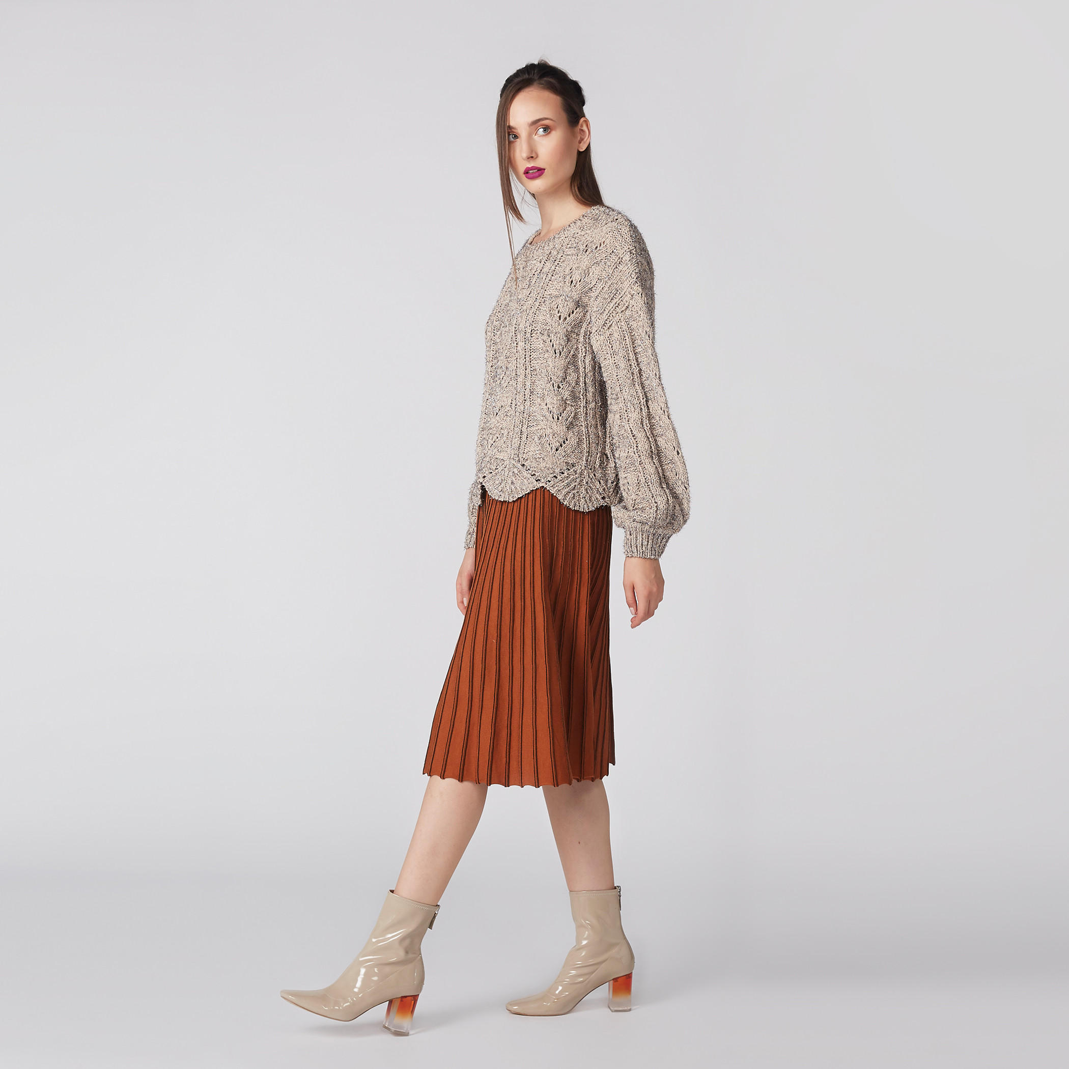 كنزة بارزة الملمس بأكمام طويلة وياقة مستديرة-women-clothing-cardigansandjumpers-jumpers-image-2