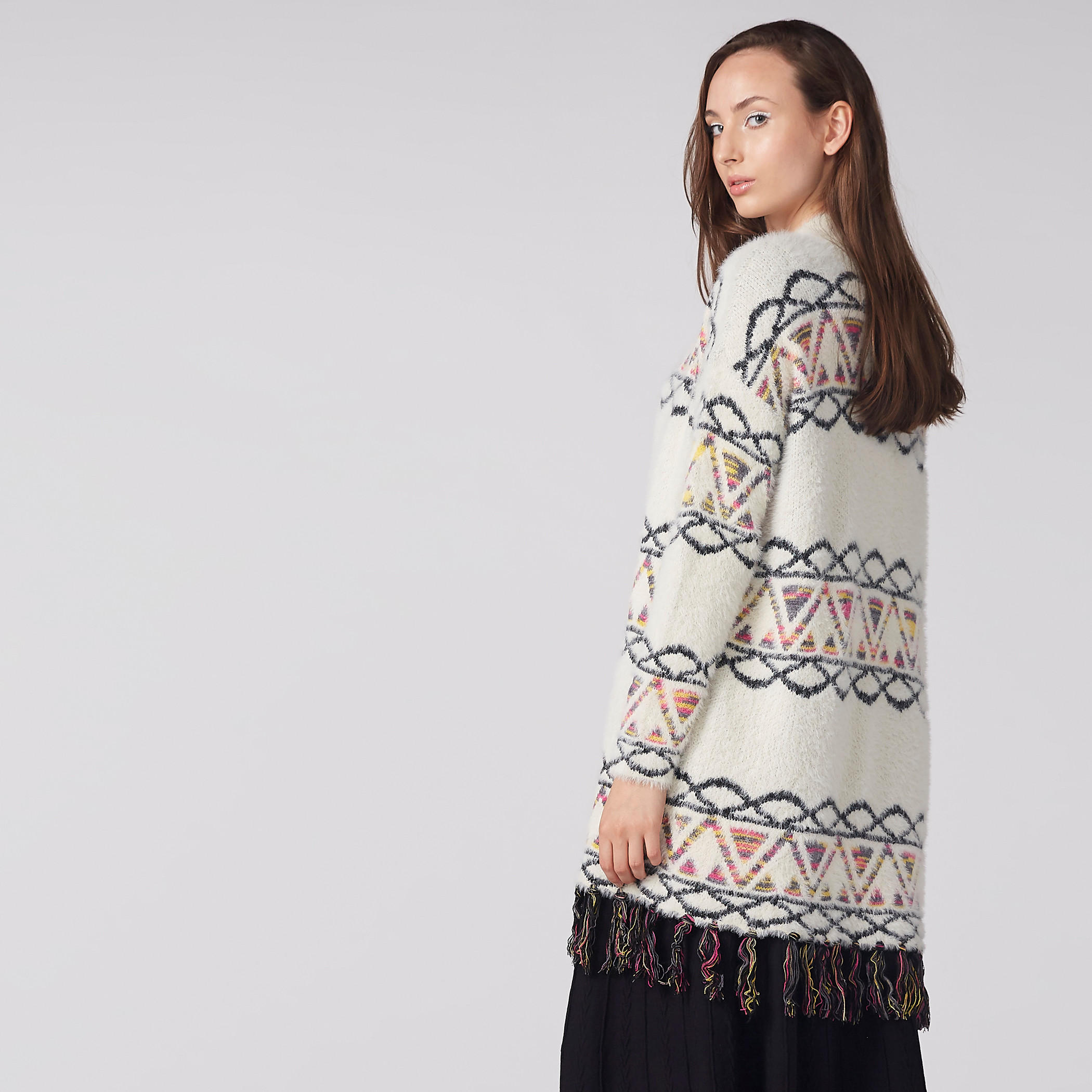 كارديجن بارز الملمس مفتوح من الأمام بأكمام طويلة وشرّابات-women-winterwear-cardigansandjumpers-cardigans-image-4
