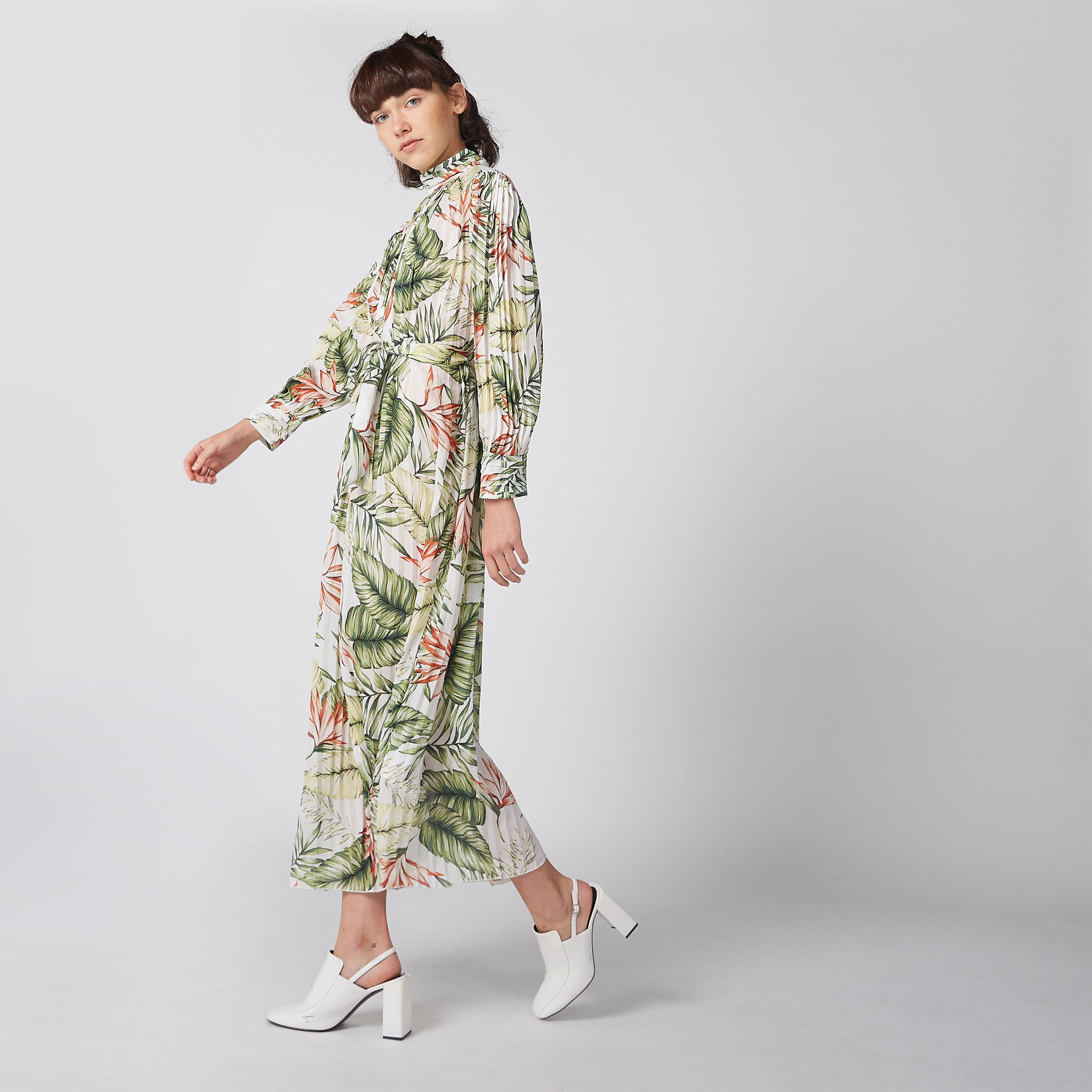 Printed Midi Dress with Long Sleeves and Tie Ups-women-clothing-dresses-image-2