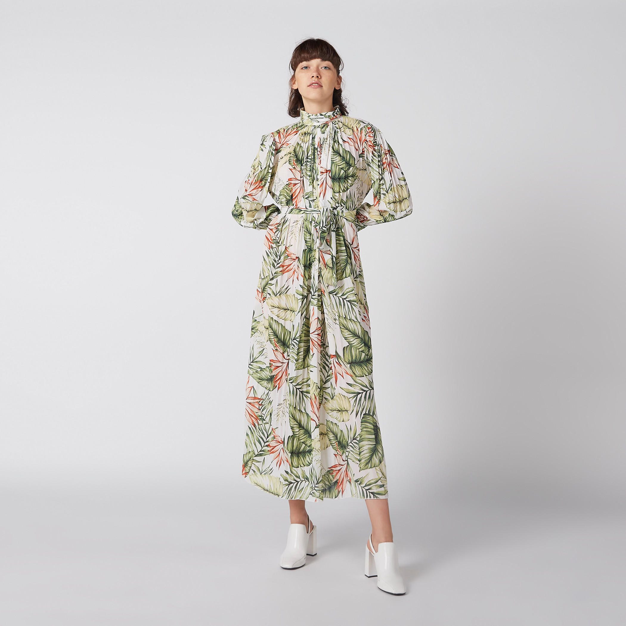 Printed Midi Dress with Long Sleeves and Tie Ups-women-clothing-dresses-image-3