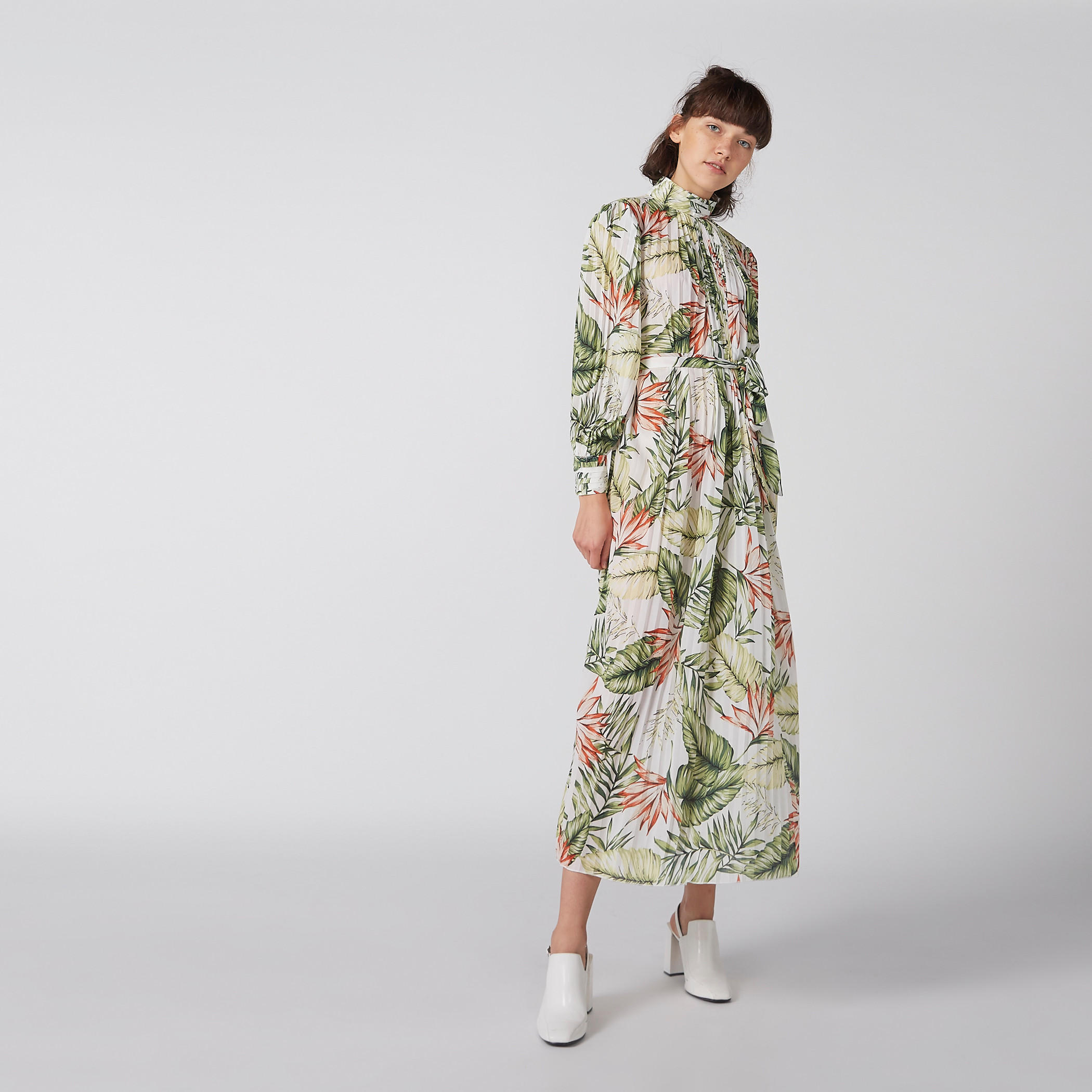 Printed Midi Dress with Long Sleeves and Tie Ups-women-clothing-dresses-image-5