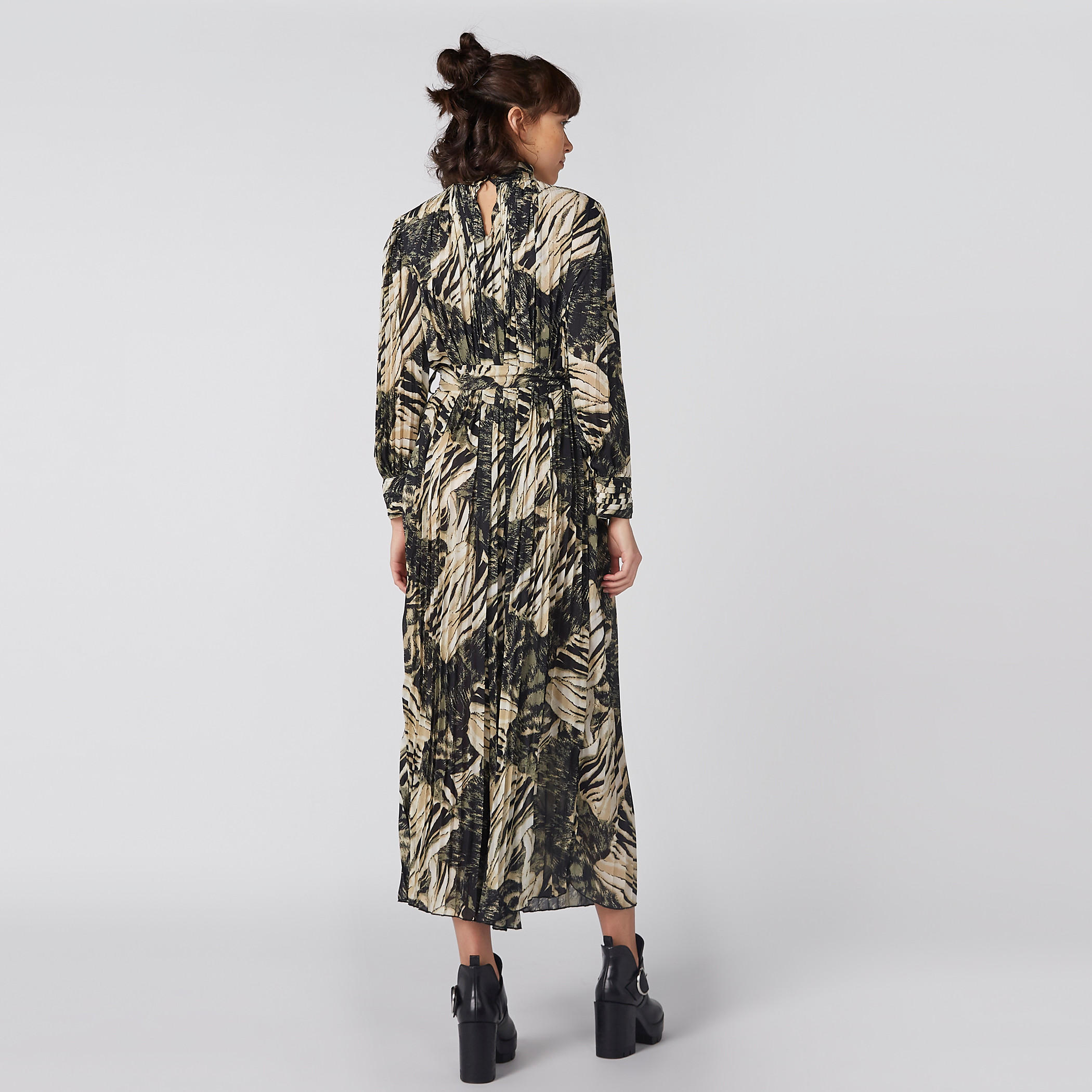 فستان بطيّات وطبعات وأكمام طويلة وأربطة-women-clothing-dresses-image-3