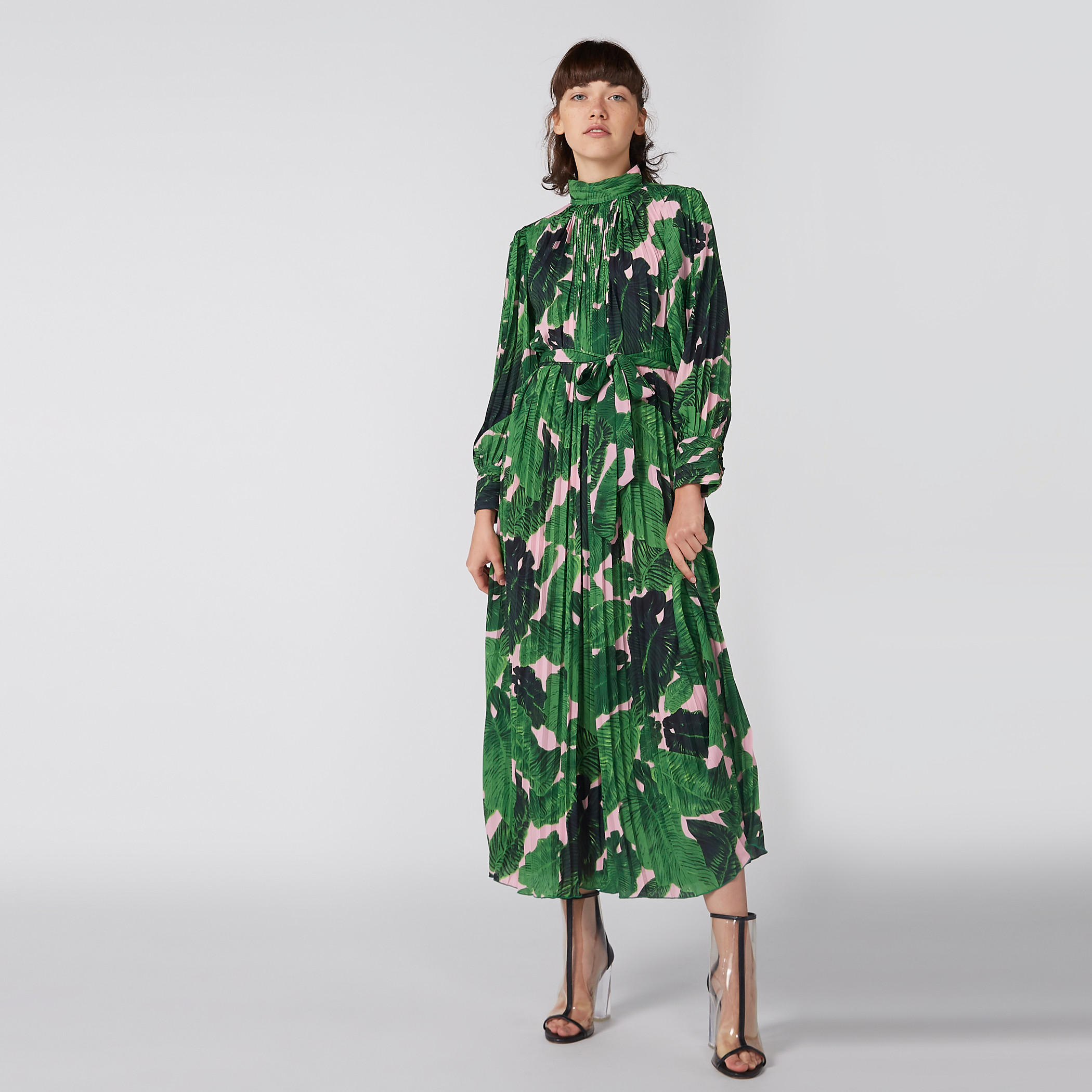 فستان ميدي بطيّات وطبعات وأكمام طويلة وأربطة-women-clothing-dresses-image-3