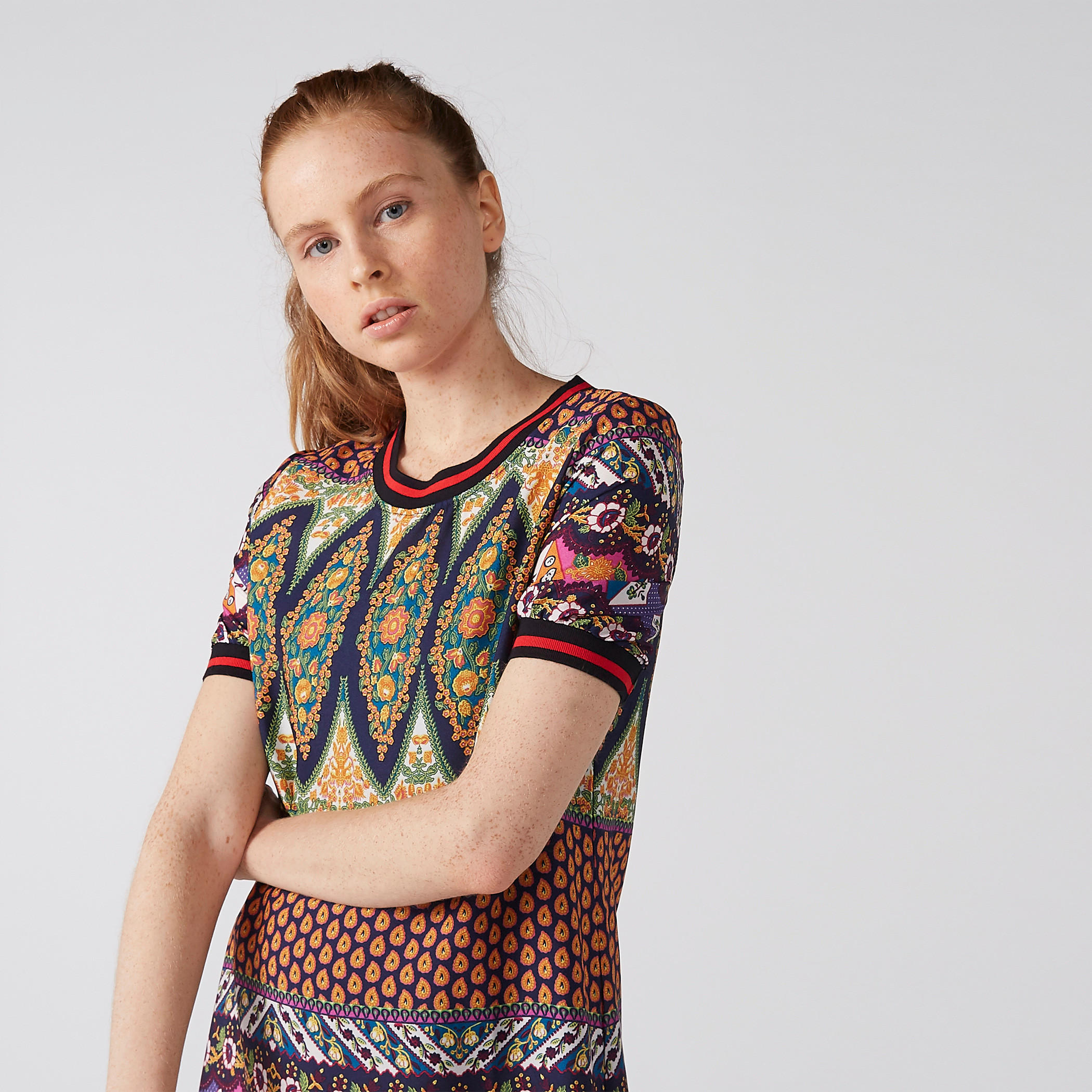 فستان قصير واسع بأكمام قصيرة وطبعات-women-clothing-dresses-image-2