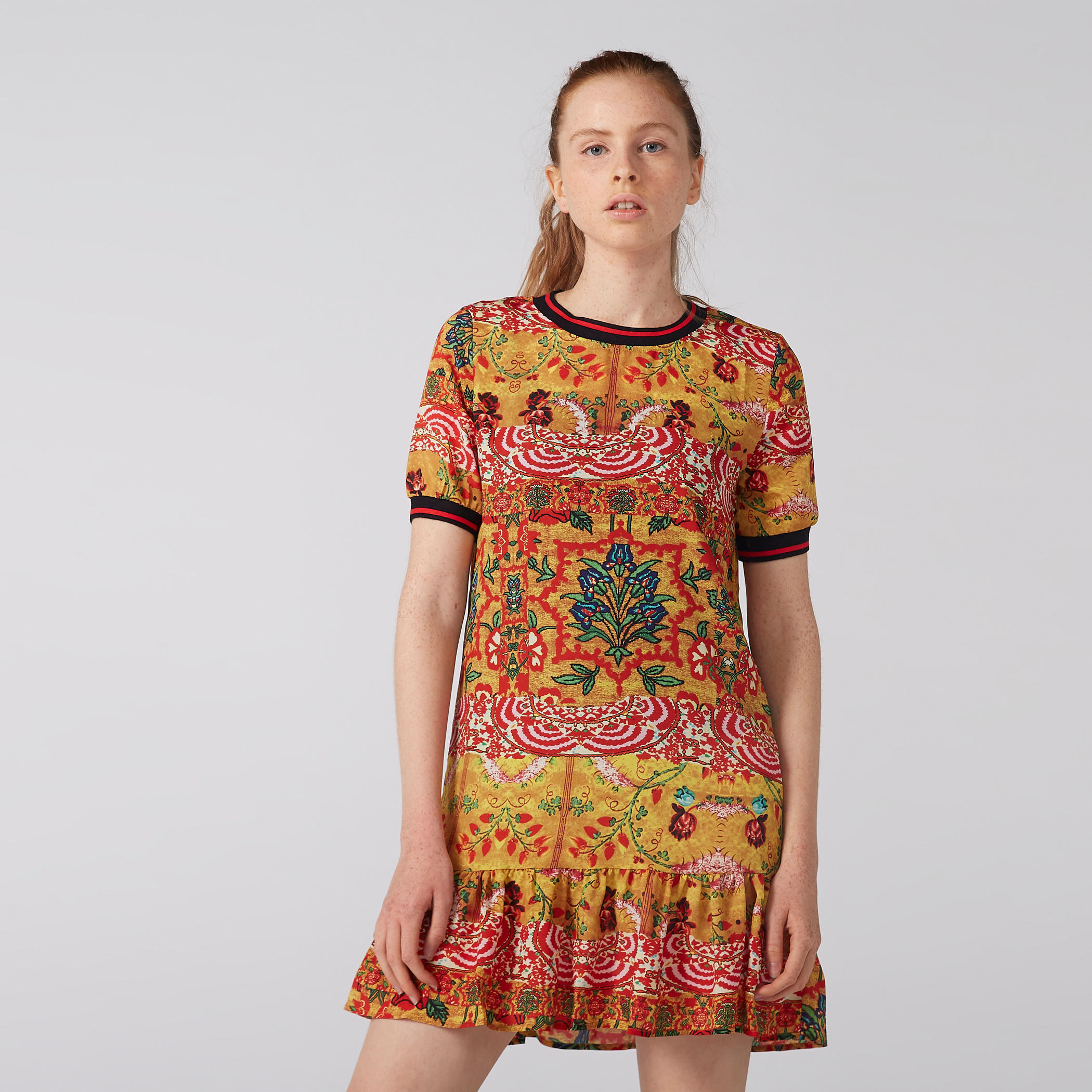فستان قصير واسع بأكمام قصيرة وطبعات-women-clothing-dresses-image-1