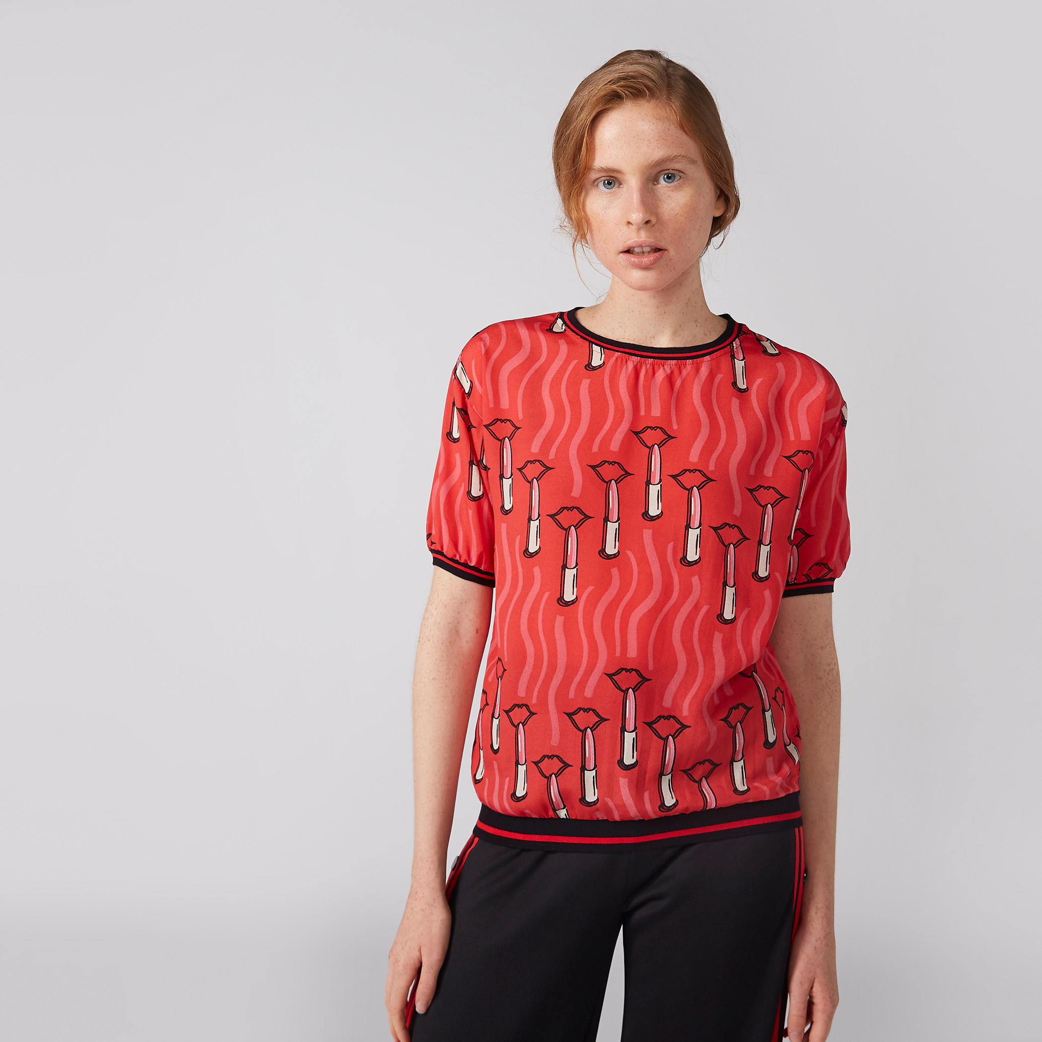 Printed Top with Crew Neck and Short Sleeves-women-clothing-tshirts-image-1