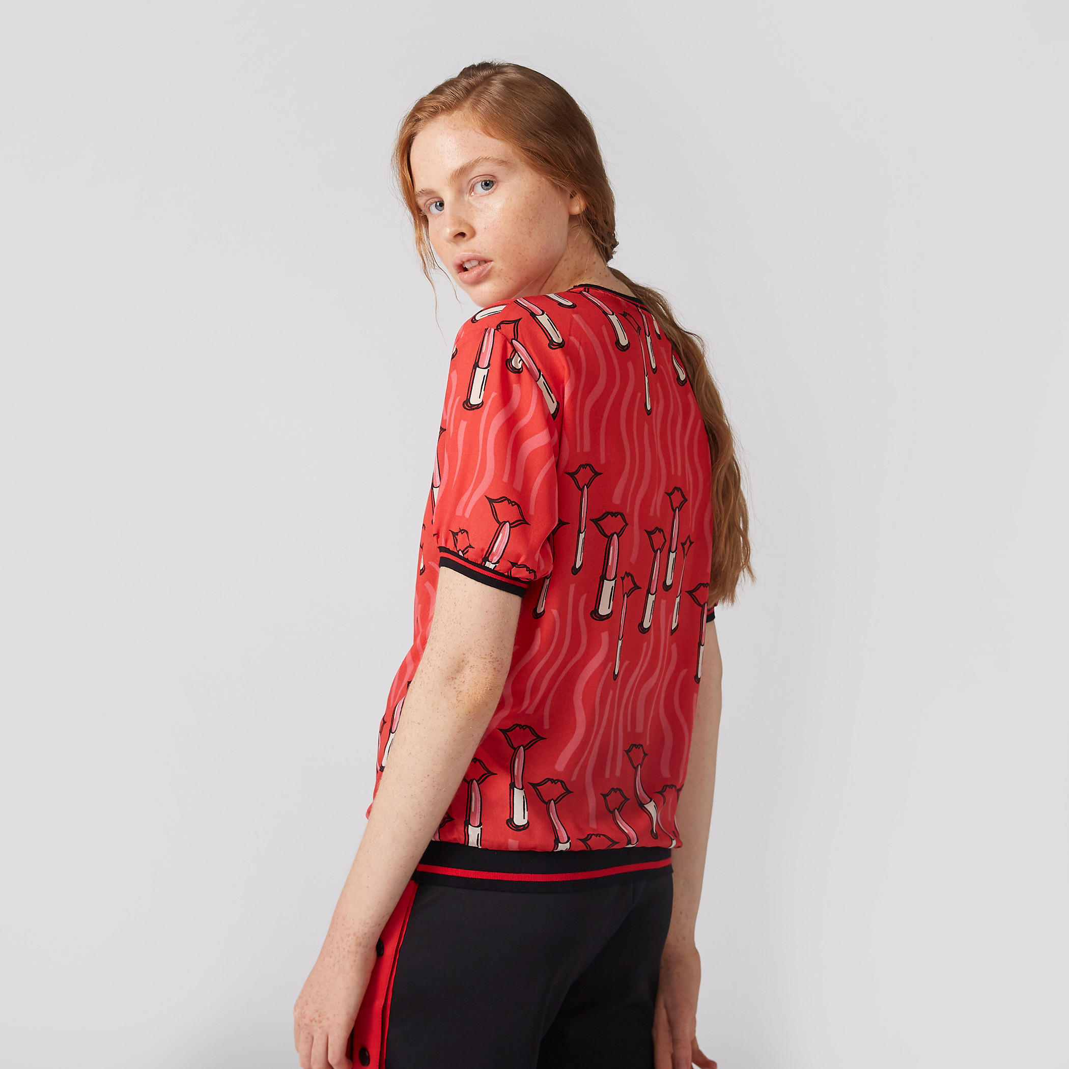Printed Top with Crew Neck and Short Sleeves-women-clothing-tshirts-image-2