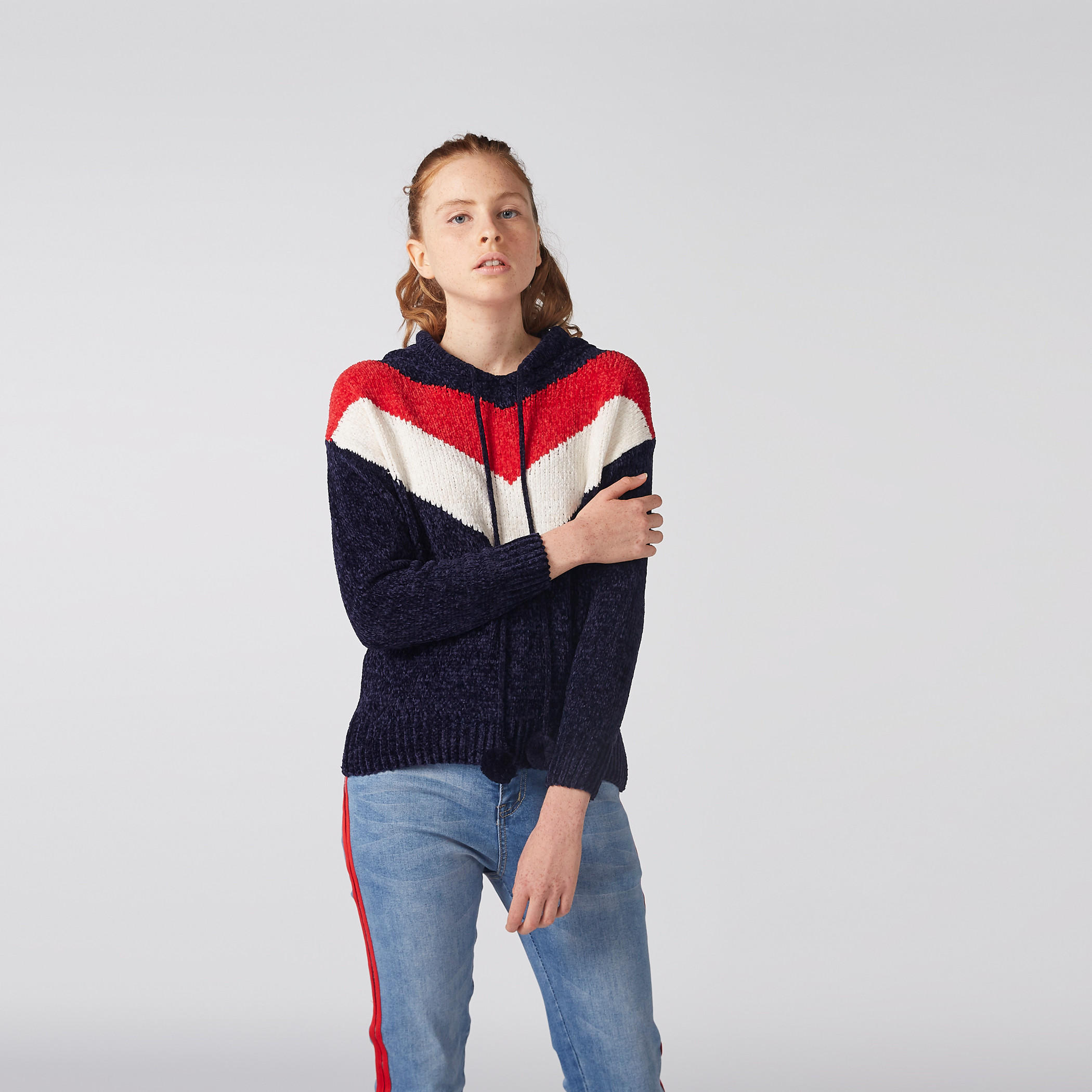 سويت شيرت بارز الملمس بأكمام طويلة وقبعة-women-winterwear-hoodiesandsweatshirts-hoodies-image-3