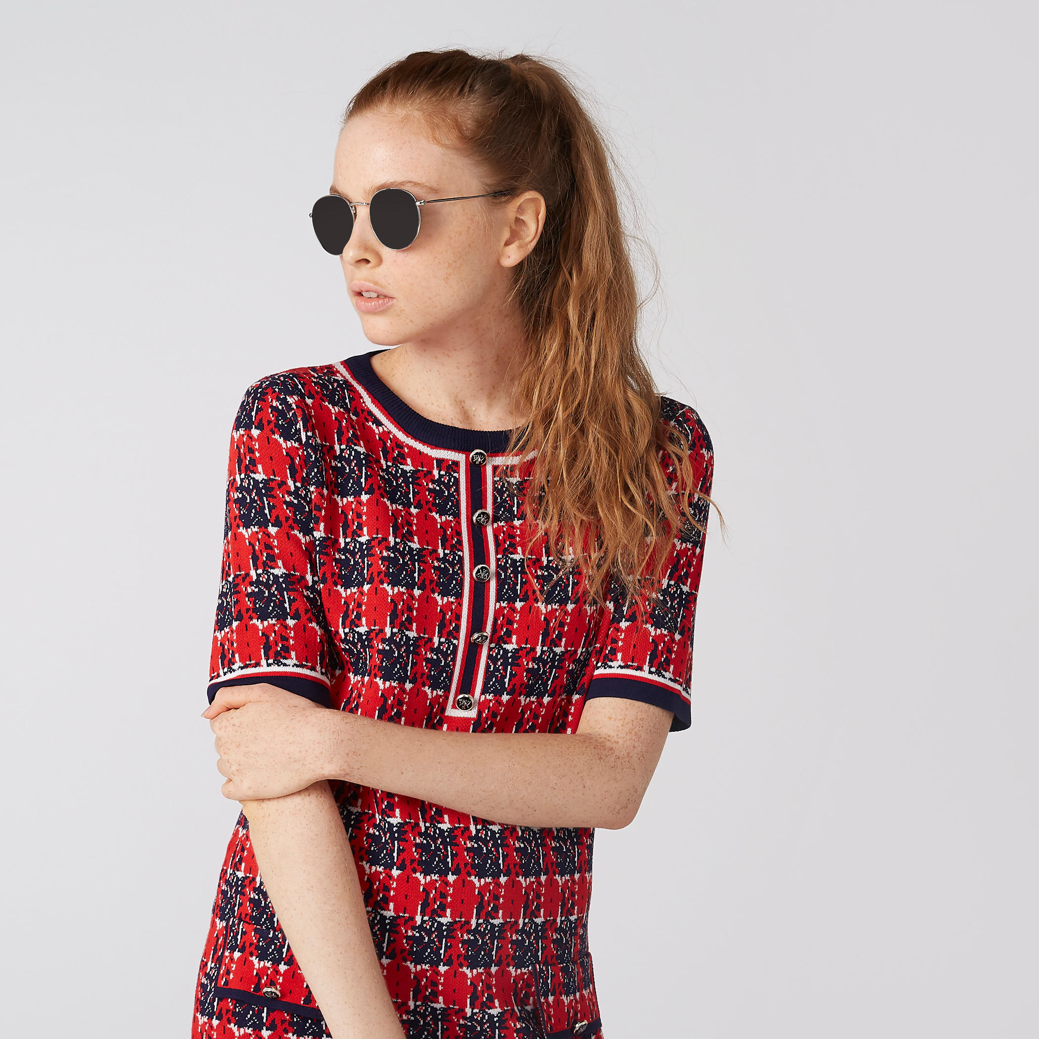 فستان قصير واسع بأكمام قصيرة وطبعات-women-clothing-dresses-image-2
