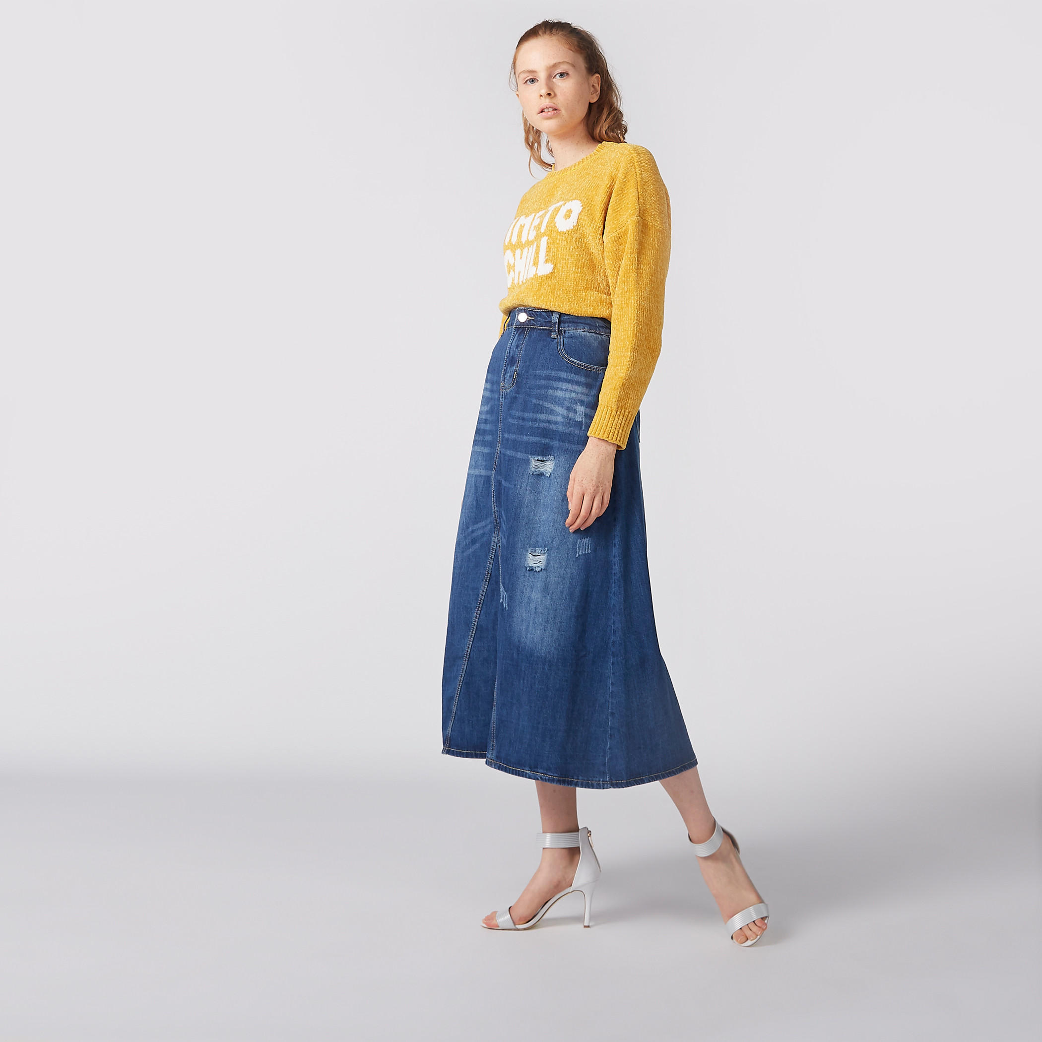 تنورة بتصميم ممزق وزر إغلاق وجيوب-women-clothing-bottoms-skirts-image-1
