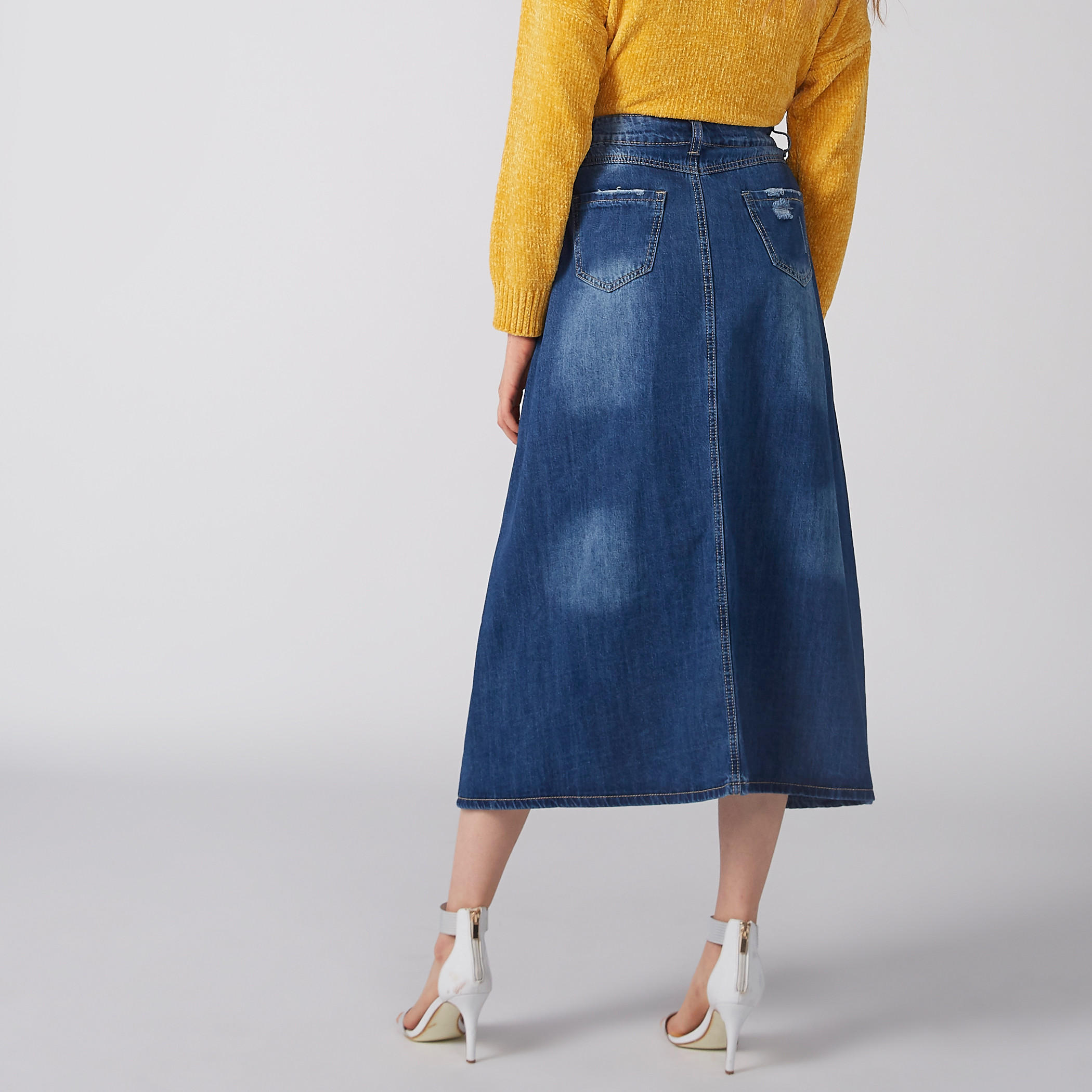 تنورة بتصميم ممزق وزر إغلاق وجيوب-women-clothing-bottoms-skirts-image-2