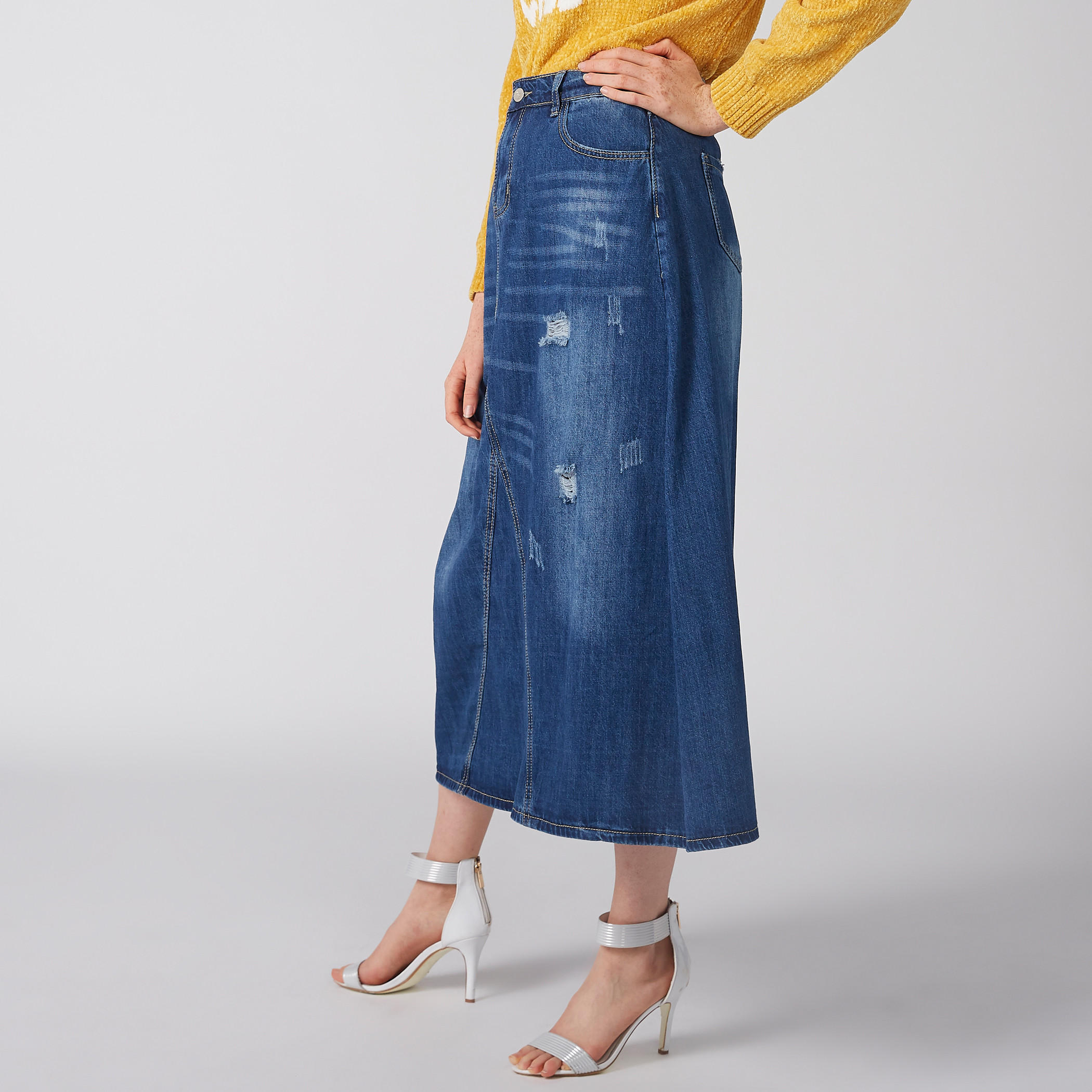 تنورة بتصميم ممزق وزر إغلاق وجيوب-women-clothing-bottoms-skirts-image-5