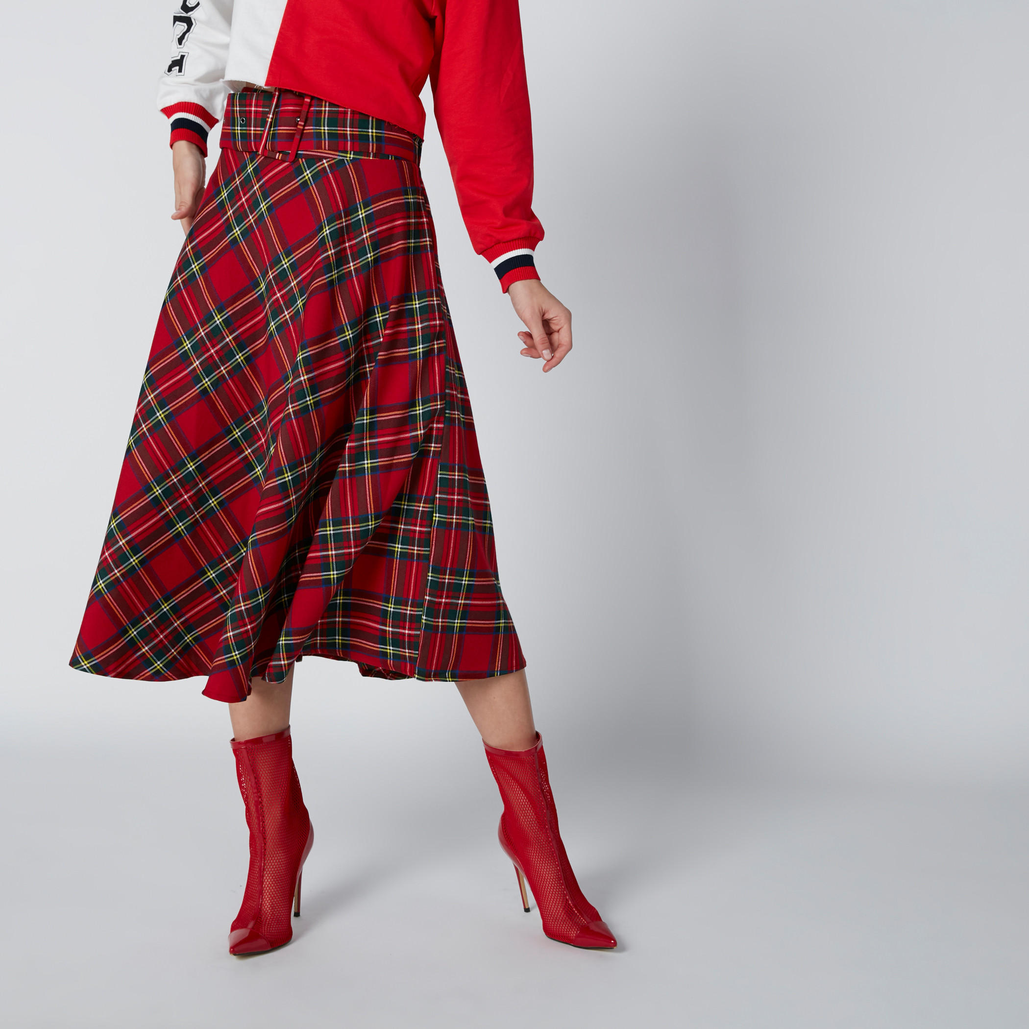 تنورة كاروهات ميدي آيه لاين بحزام-women-clothing-bottoms-skirts-image-4