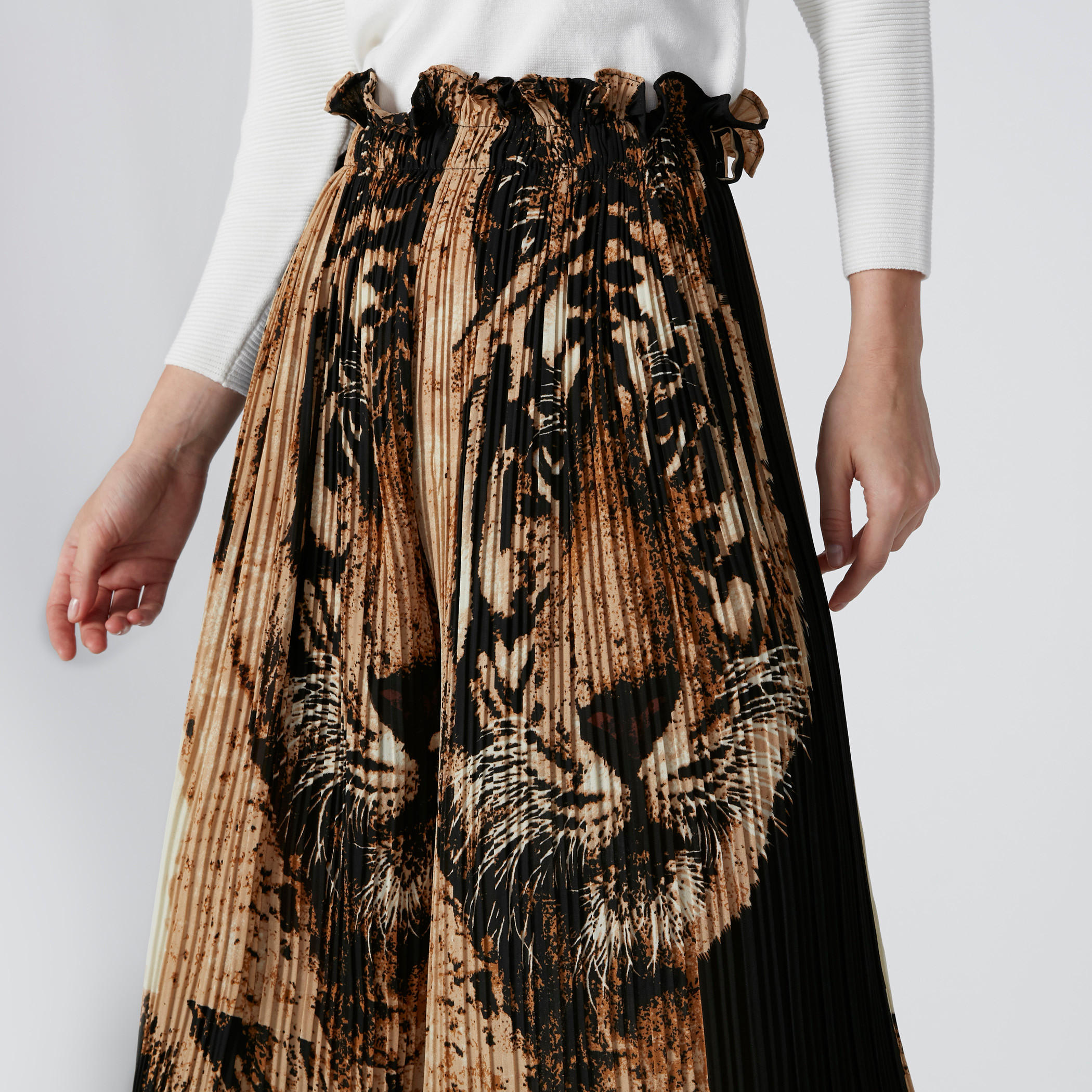 Tiger Printed Culottes with Elasticised Waistband-women-clothing-bottoms-trousers-image-1