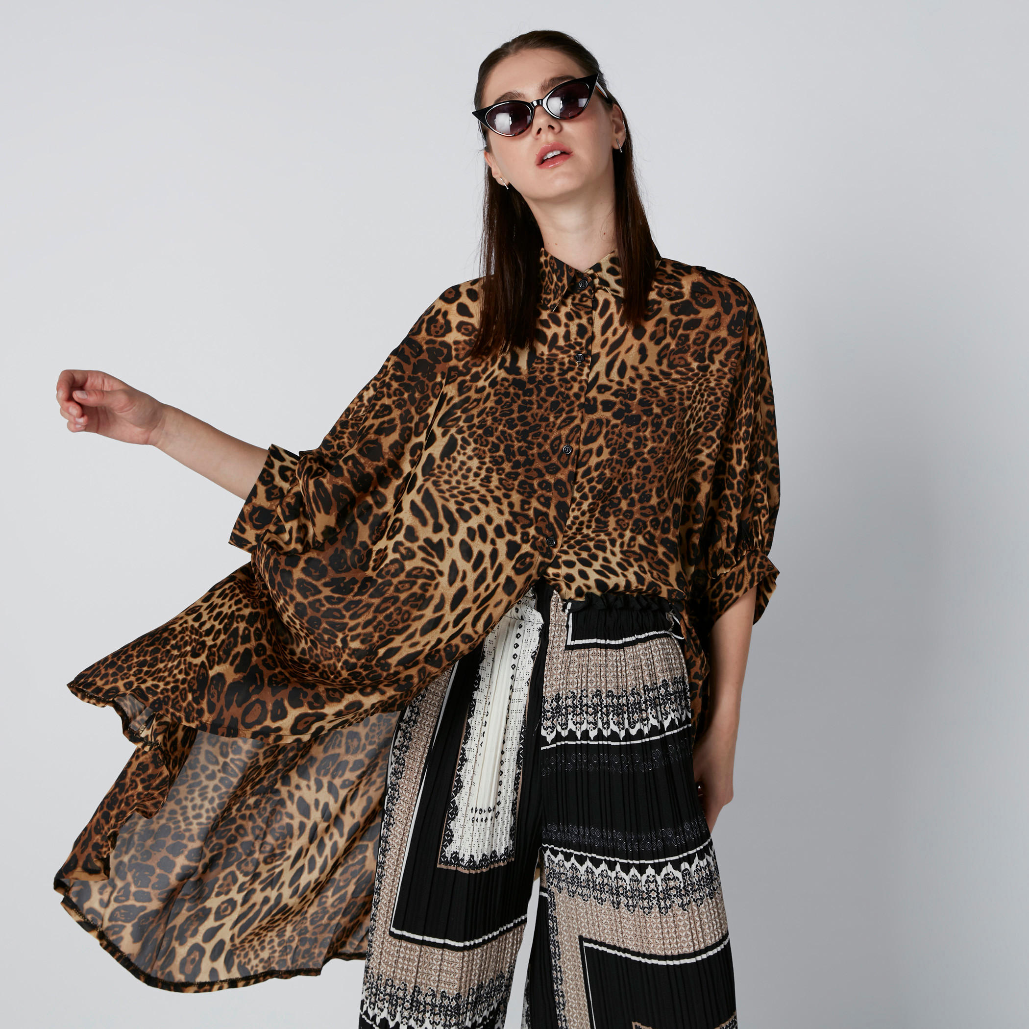 قميص واسع بطبعات حيوانات وأكمام 3/4-women-clothing-shirtsandblouses-shirts-image-4
