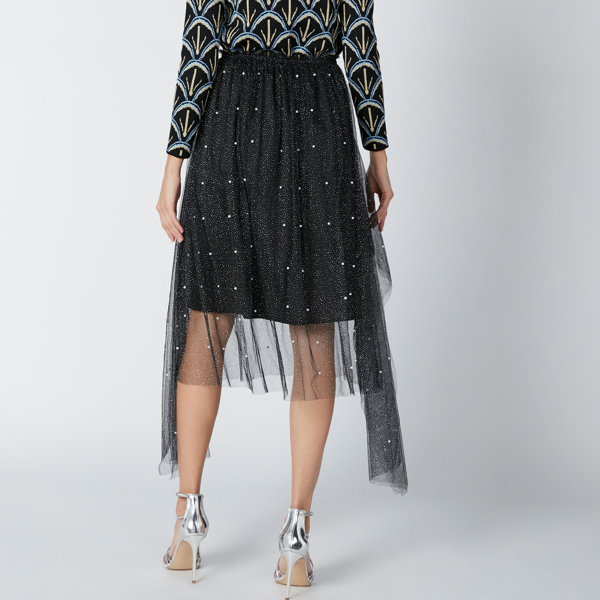 تنورة مزيّنة بخصر مطّاطي وحوّاف غير مستوية-women-clothing-bottoms-skirts-image-2
