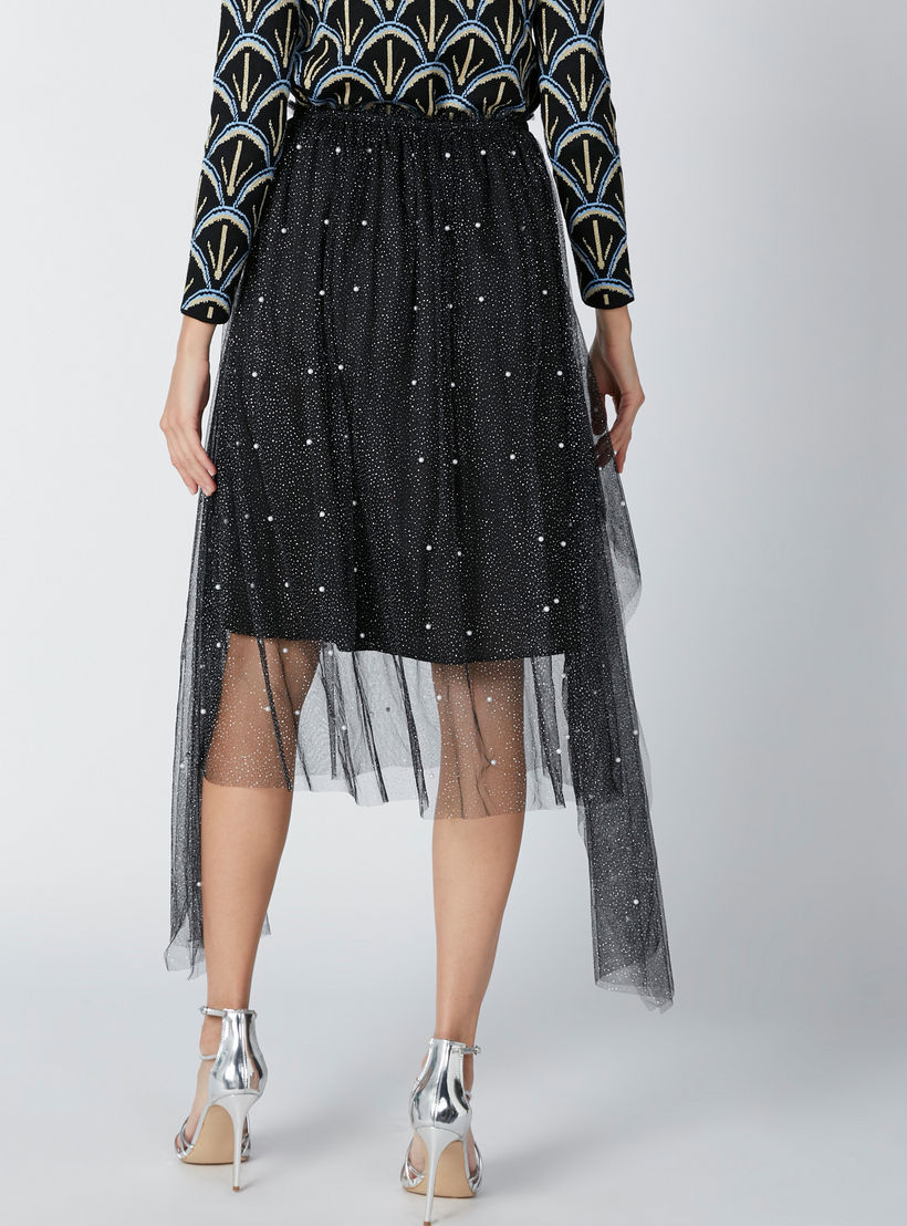 تنورة مزيّنة بخصر مطّاطي وحوّاف غير مستوية-women-clothing-bottoms-skirts-image-2