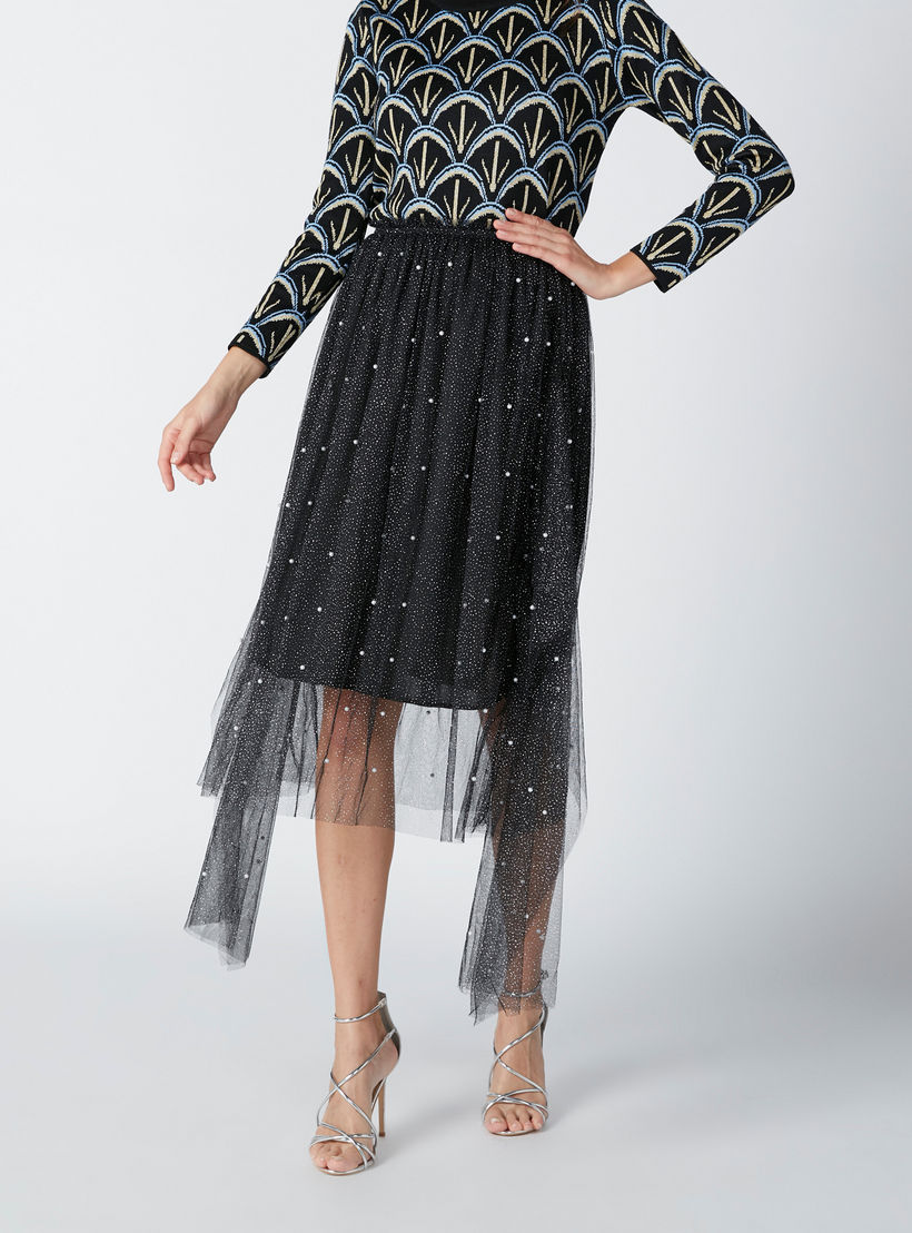 تنورة مزيّنة بخصر مطّاطي وحوّاف غير مستوية-women-clothing-bottoms-skirts-image-4