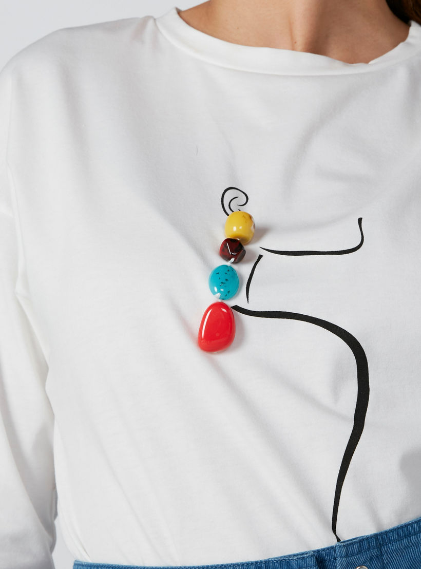 تيشيرت مزين بياقة ضيّقة-women-clothing-tshirts-image-1