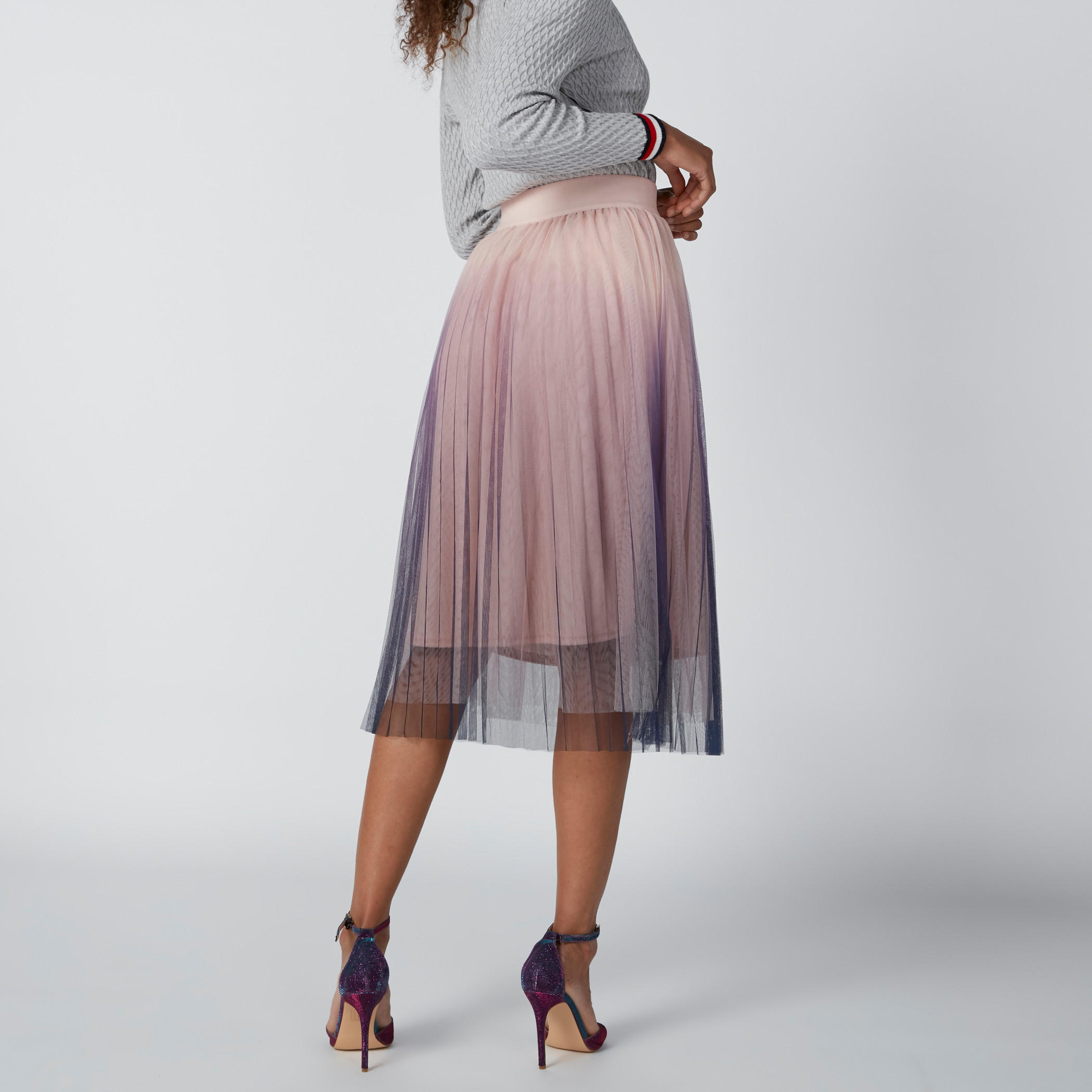 تنورة متوسطة الطول بخصر مطّاطي وتفاصيل دانتيل-women-clothing-bottoms-skirts-image-2