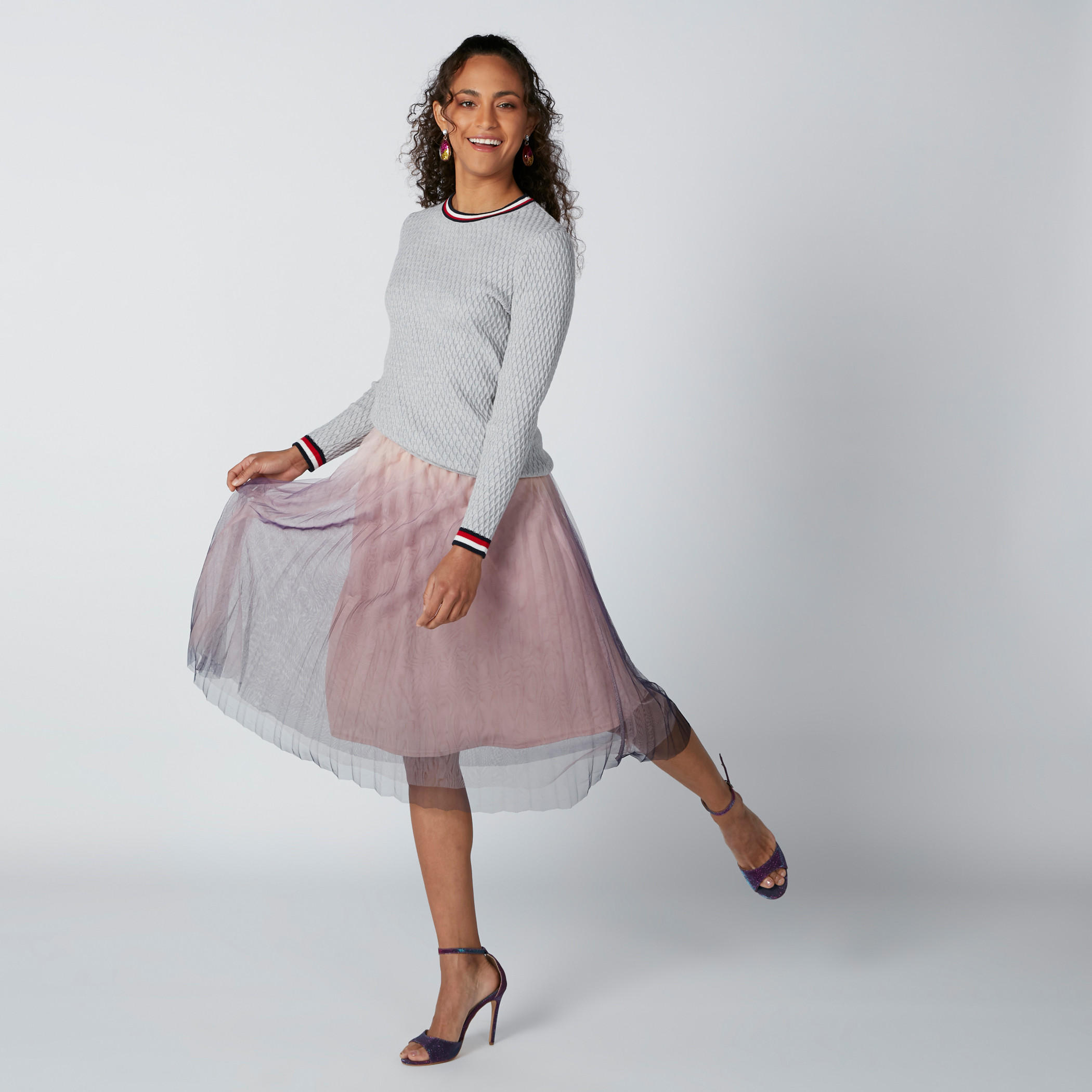 تنورة متوسطة الطول بخصر مطّاطي وتفاصيل دانتيل-women-clothing-bottoms-skirts-image-3