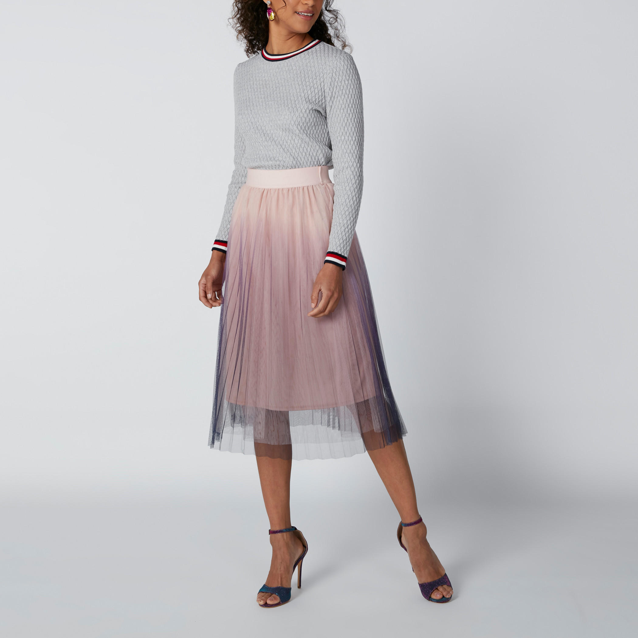 تنورة متوسطة الطول بخصر مطّاطي وتفاصيل دانتيل-women-clothing-bottoms-skirts-image-4