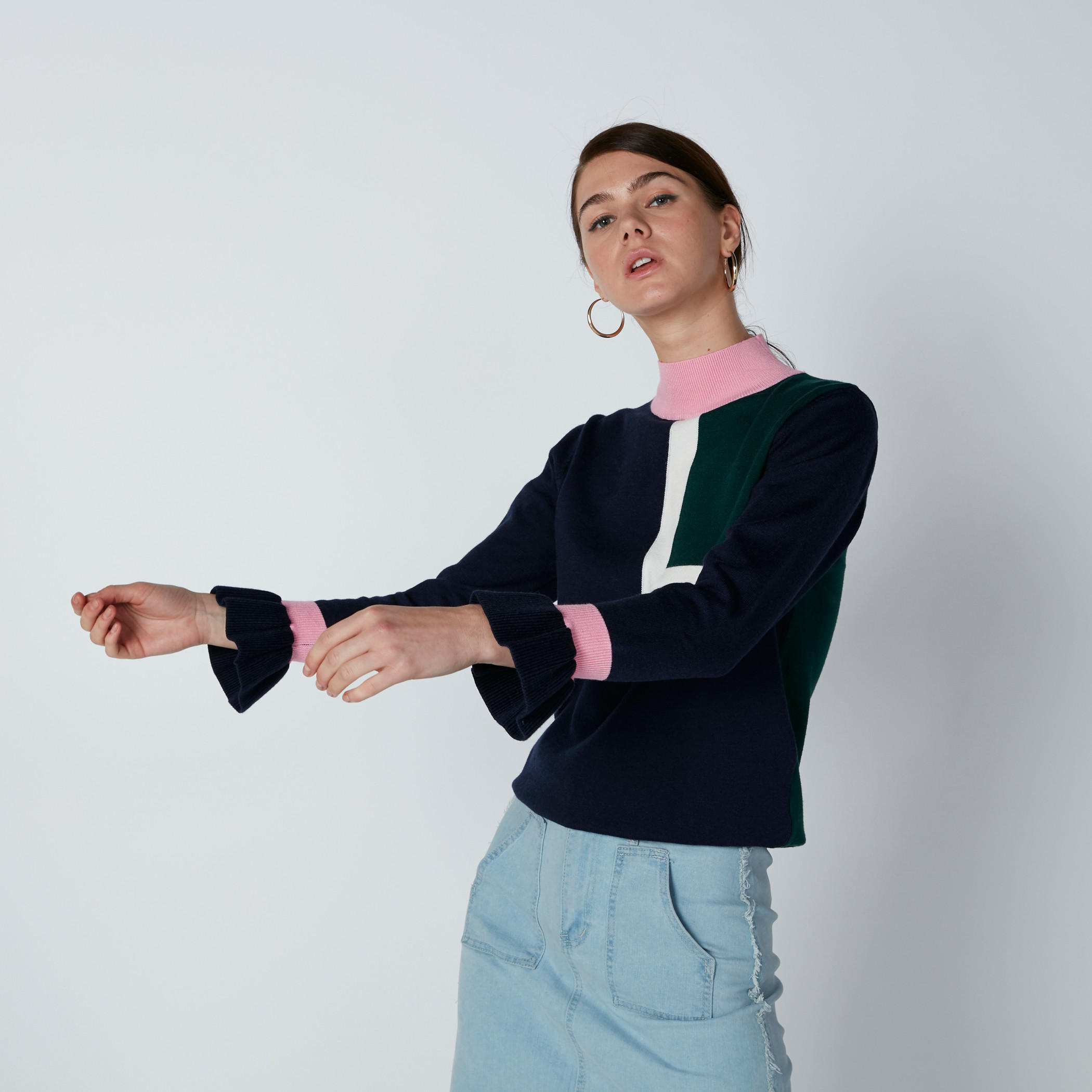 Printed Sweater with High Neck and Long Sleeves-women-clothing-cardigansandjumpers-jumpers-image-4